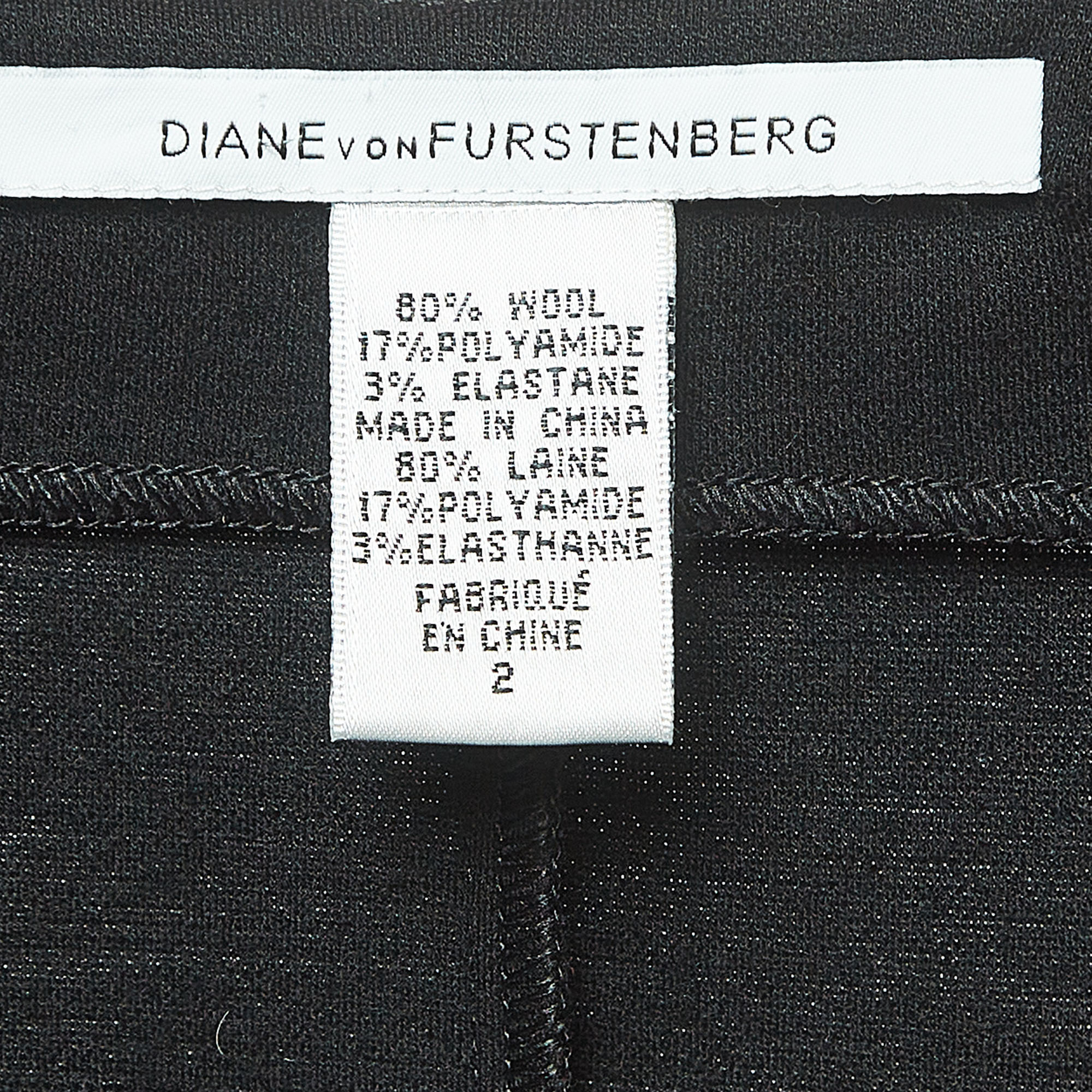 Diane Von Furstenberg Black Knit V-Neck Dress S