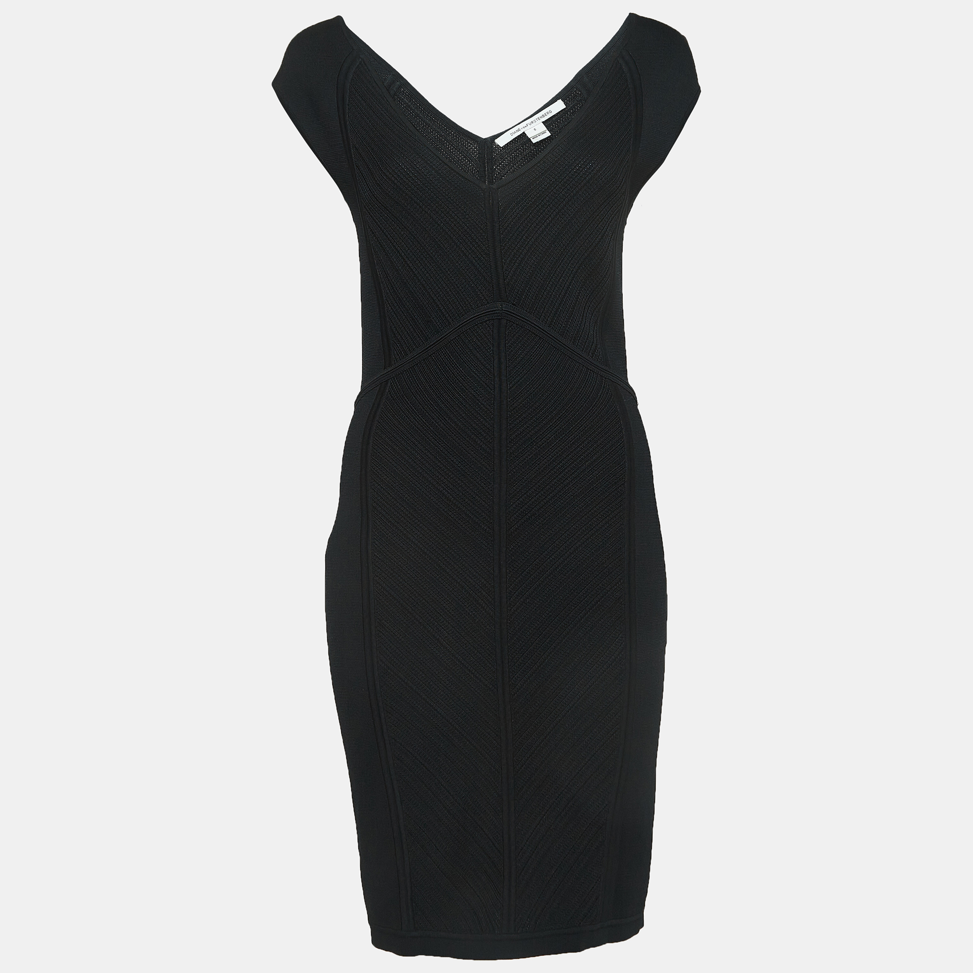 Diane Von Furstenberg Black Knit Sleeveless Mini Dress S