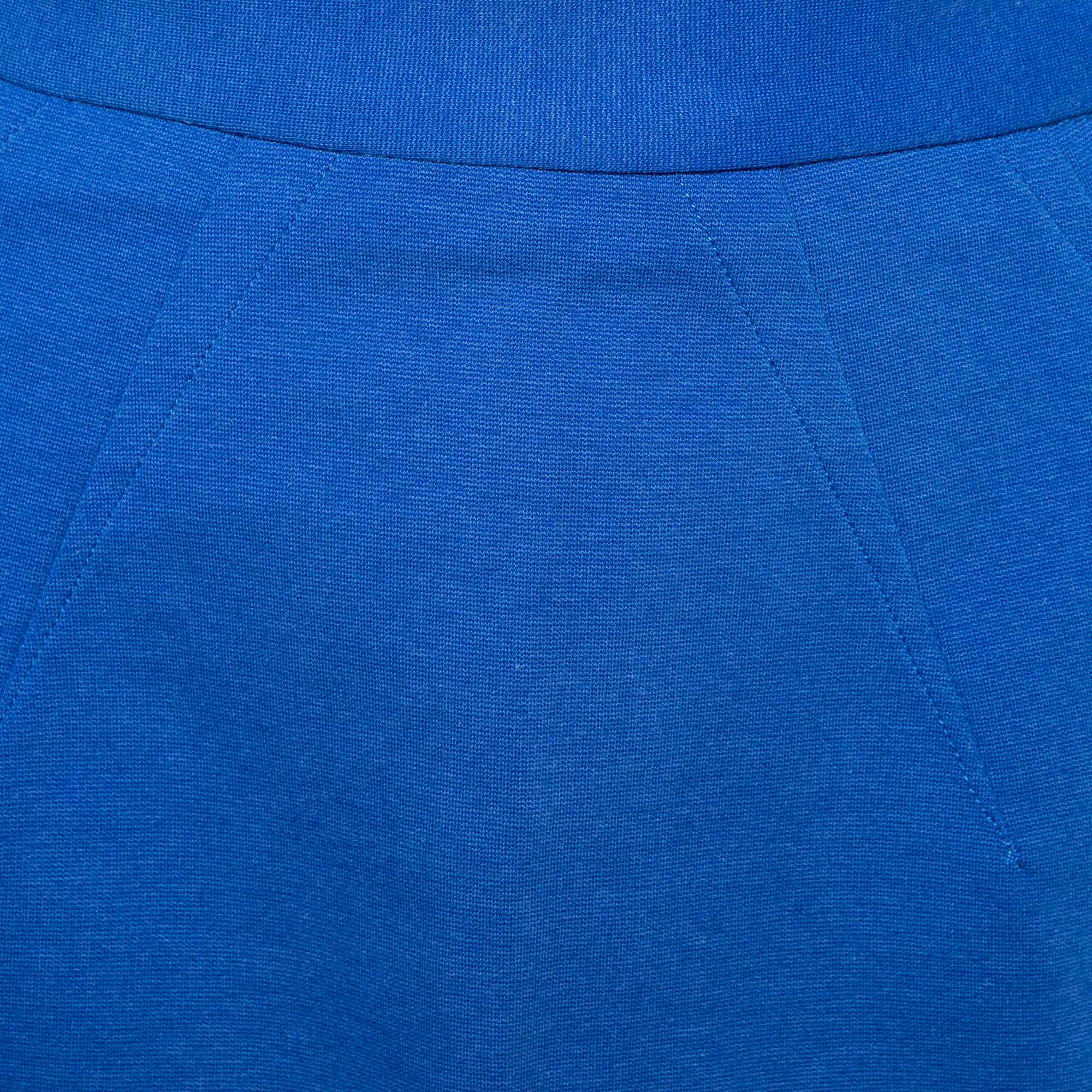Diane Von Furstenberg Blue Cotton Knit Courgarette Skirt L