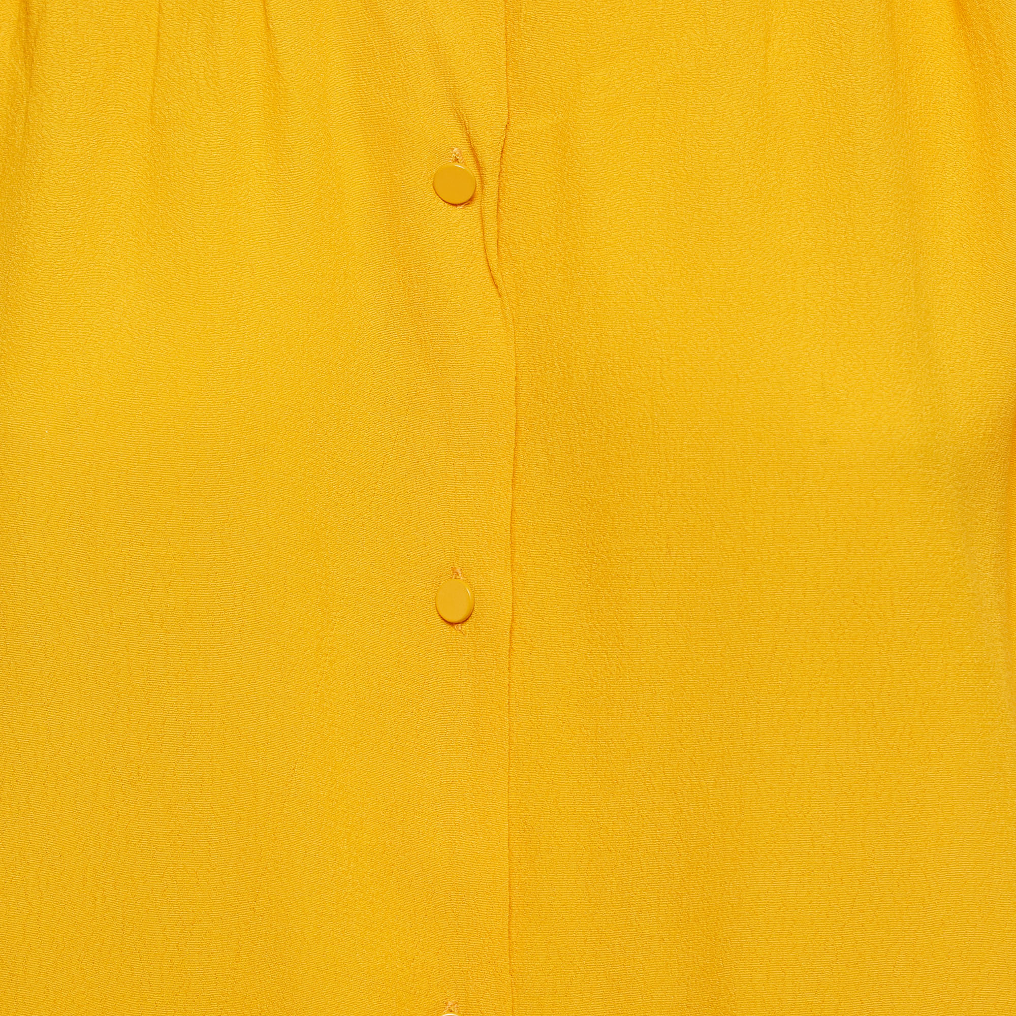 Diane Von Furstenberg Orange Crepe Karin Gathered Sleeve Blouse S