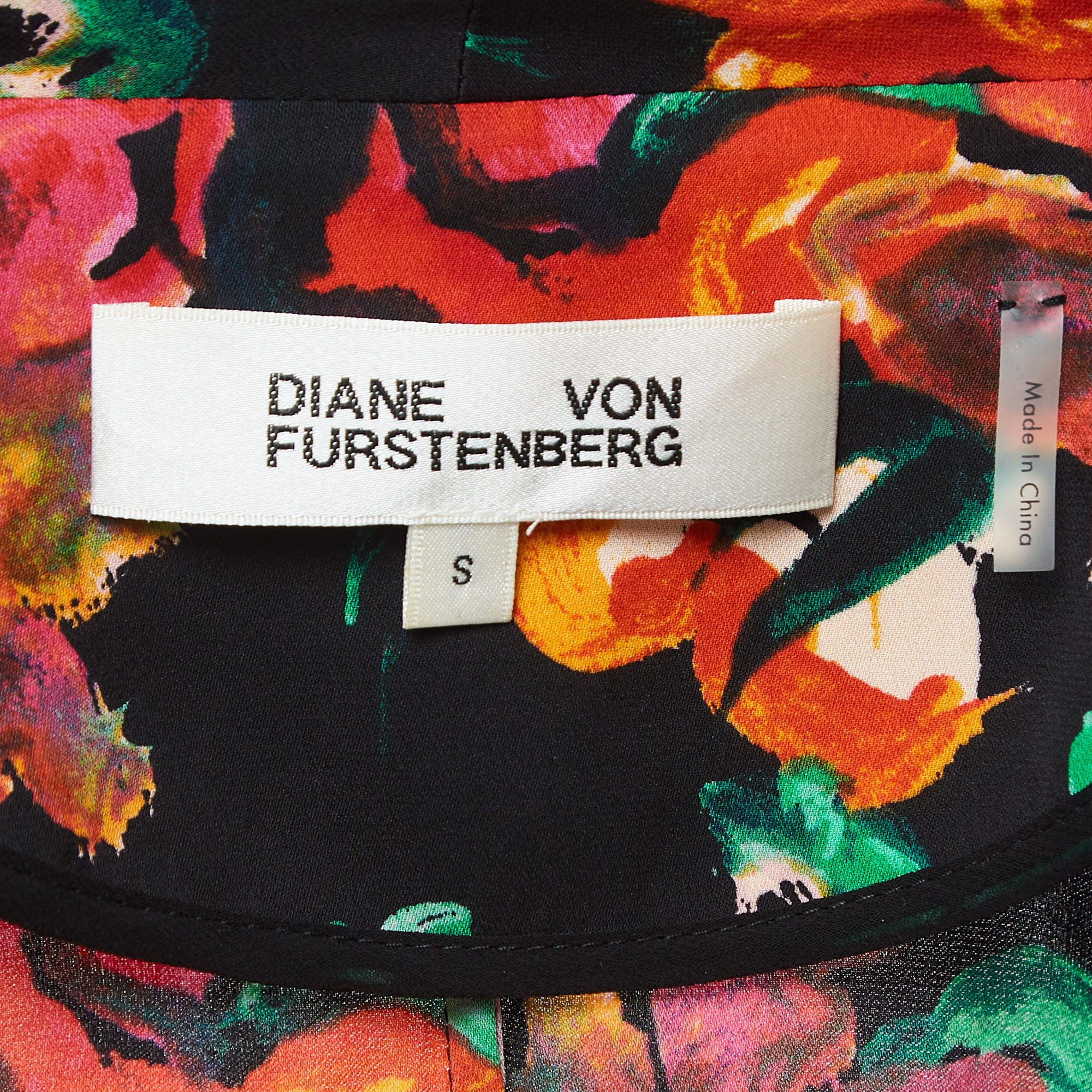 Diane Von Furstenberg Multicolour Printed Georgette Belted Jacket S