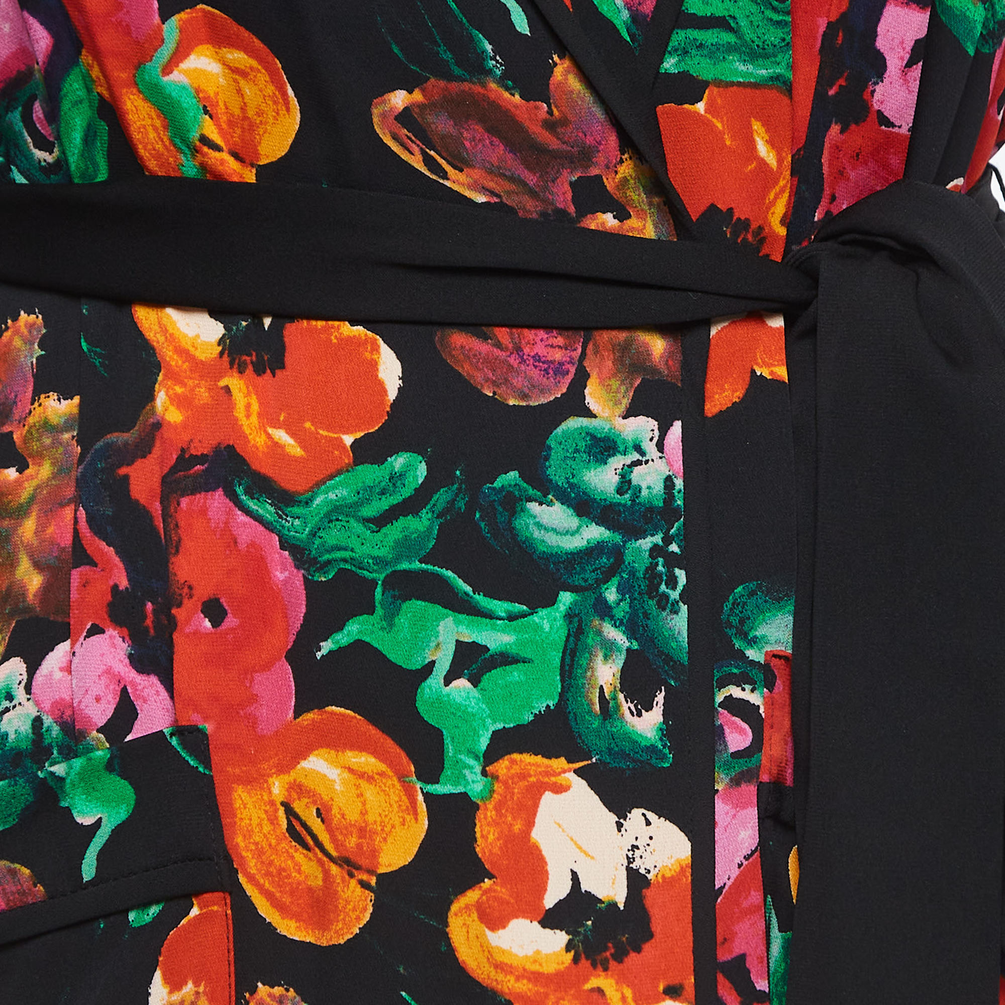 Diane Von Furstenberg Multicolour Printed Georgette Belted Jacket S