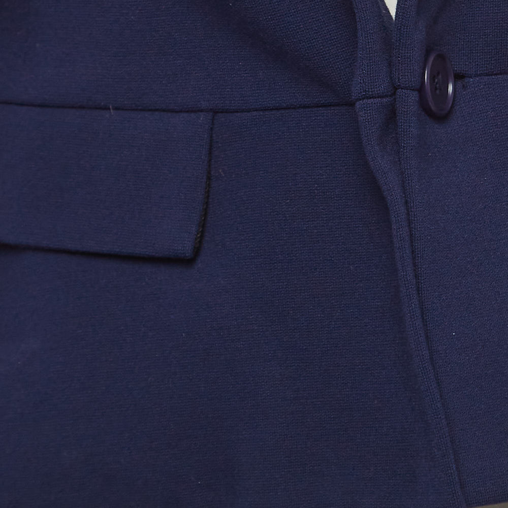 Diane Von Furstenberg Navy Blue Knit Single Breasted Reiko Blazer M