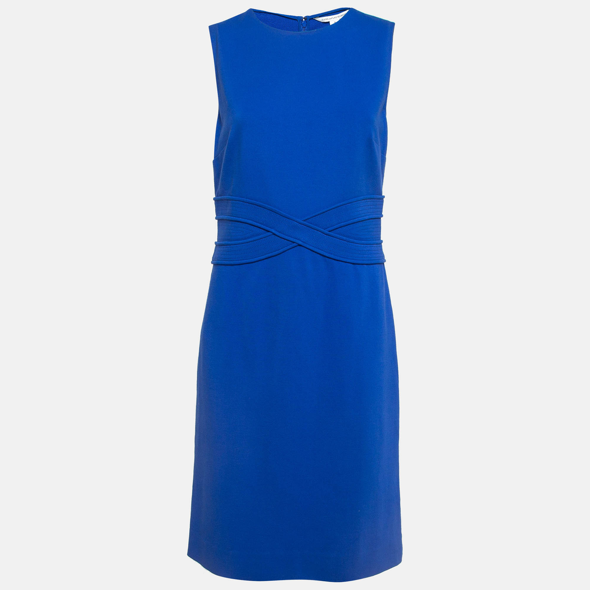 Diane von furstenberg blue knit sleeveless midi dress m