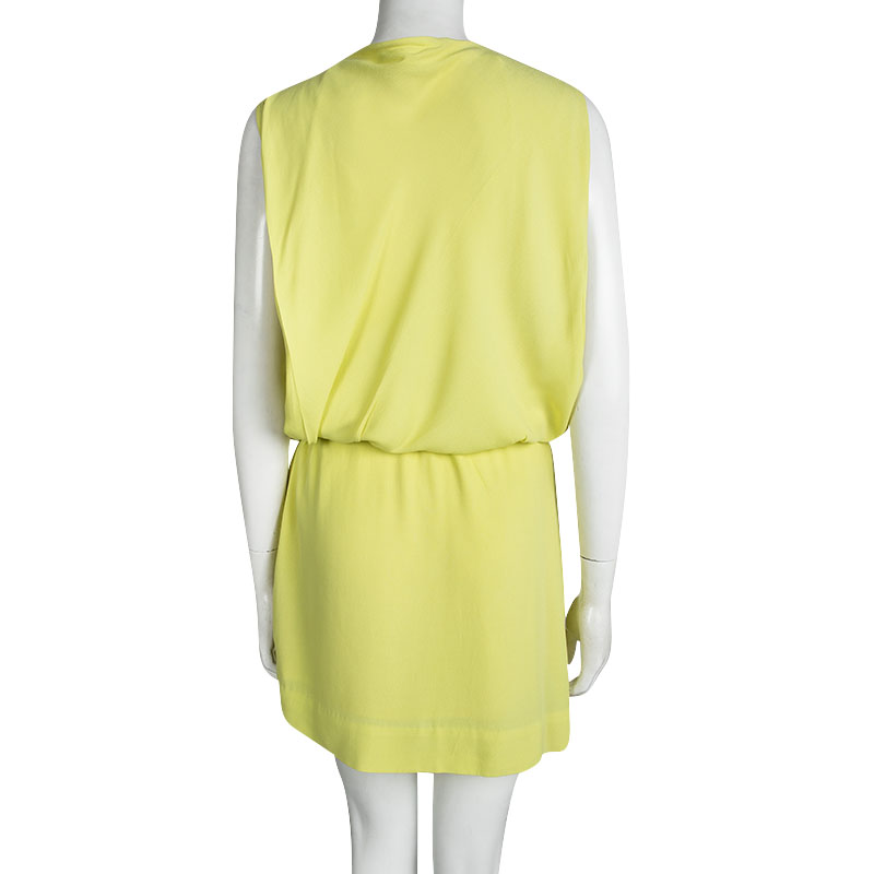 Diane Von Furstenberg Yellow Sleeveless Drop Waist Gagon Dress S