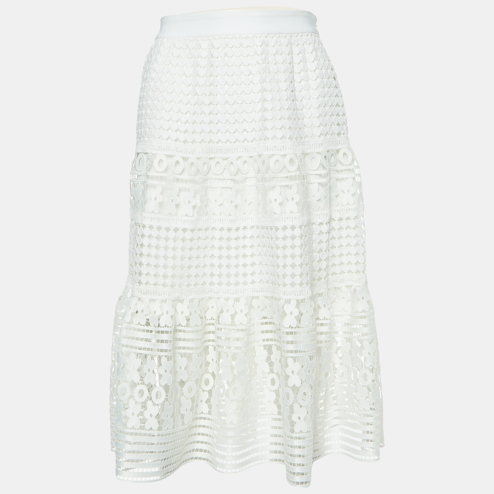 Diane von furstenberg white lace knee-length skirt m