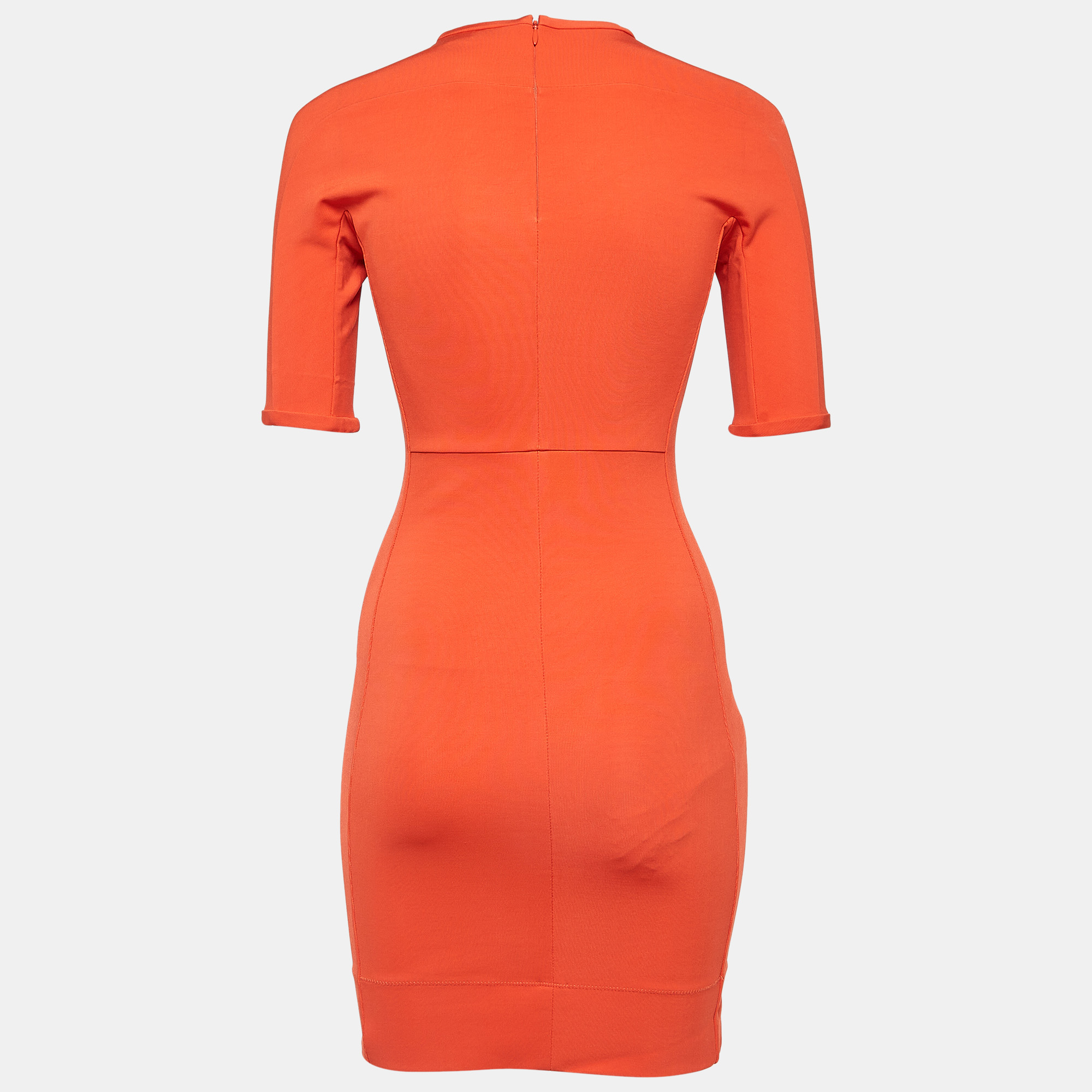 Diane Von Furstenberg Orange Stretch Knit Bodycon Mini Dress XS