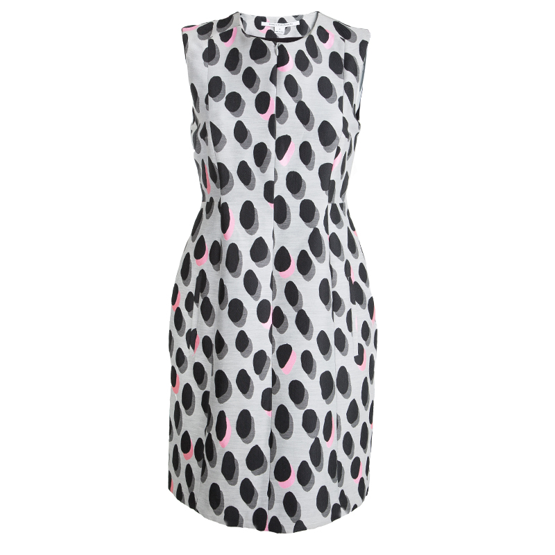 Image of Diane Von Furstenberg Grey New Summer Mini Animal Dots Sleeveless Dress S