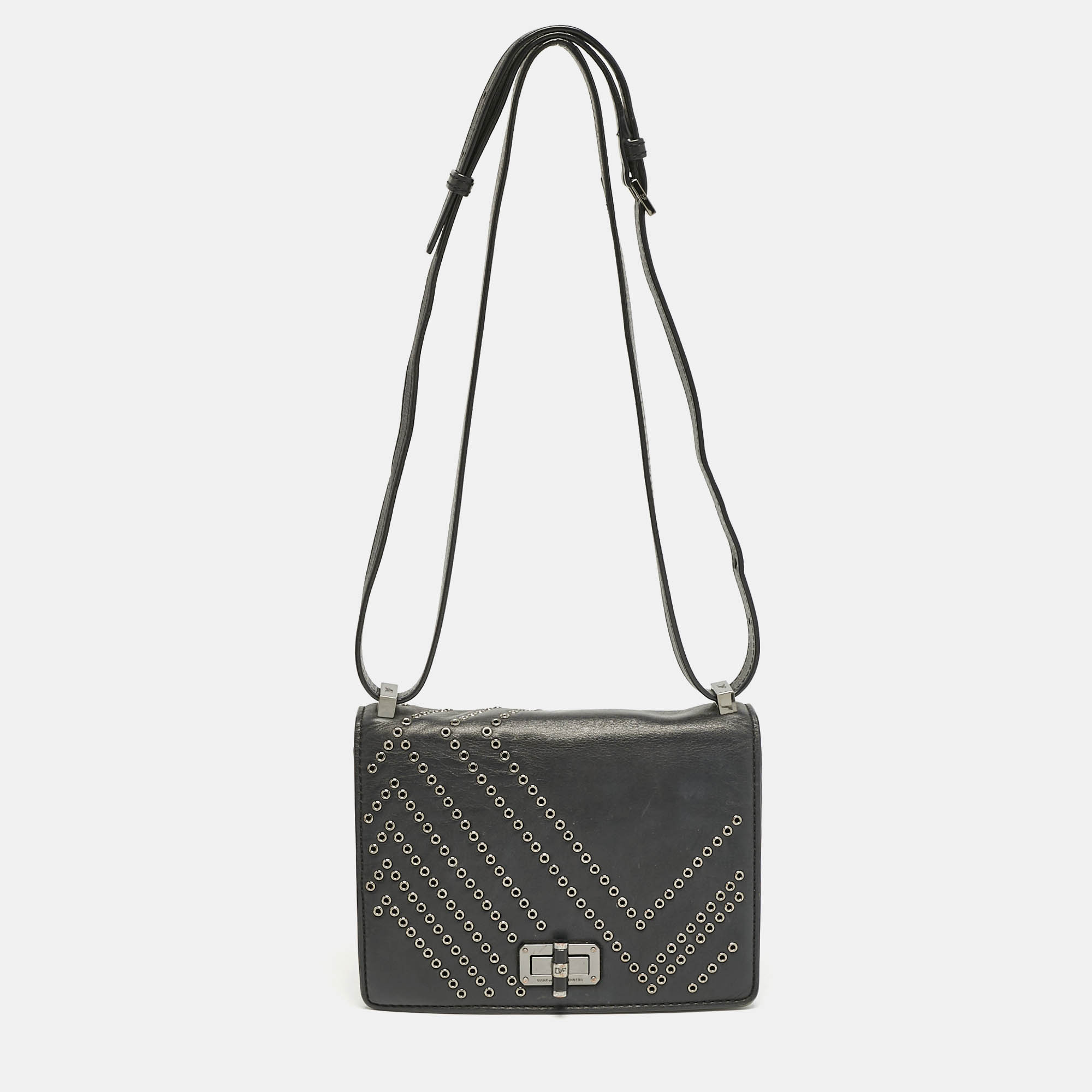 Diane Von Furstenberg Black Leather Eyelet 440 Les Crossbody Bag
Diane Von Furstenberg Black Leather Eyelet 440 Les Crossbody Bag