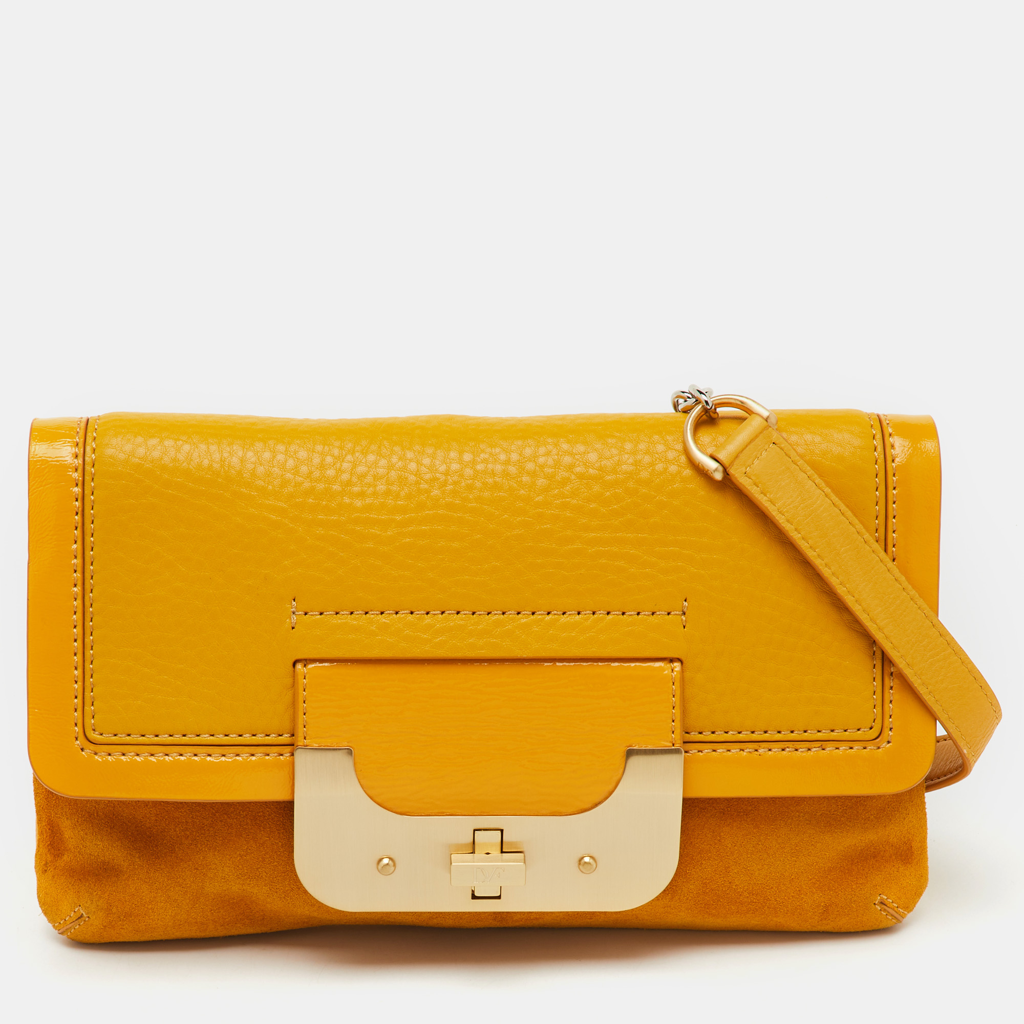Diane Von Furstenberg Yellow Leather and Suede Harper Flap Shoulder Bag
Diane Von Furstenberg Yellow Leather and Suede Harper Flap Shoulder Bag
