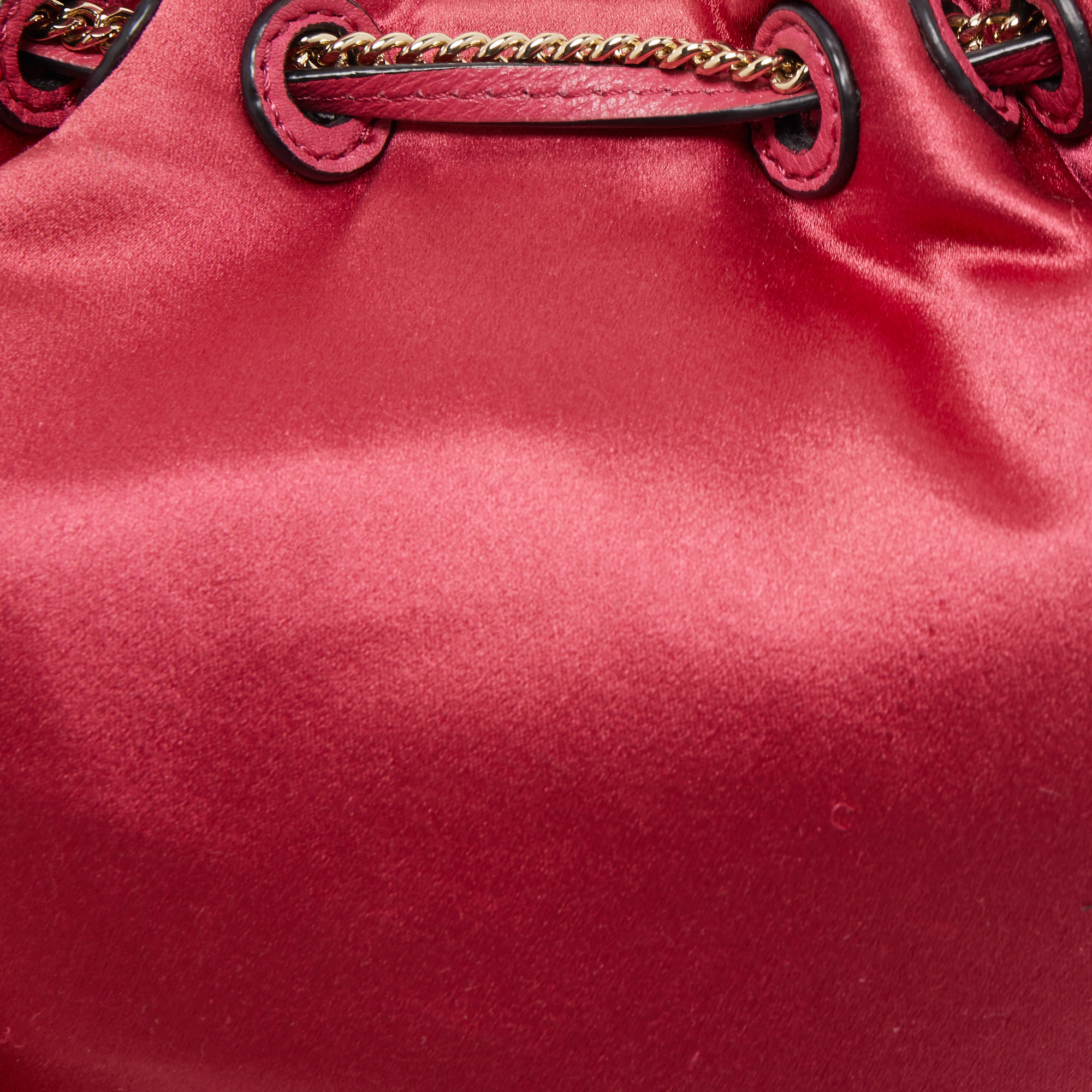 Diane Von Furstenberg Magenta Satin Mini Love Power Drawstring Bucket Bag
