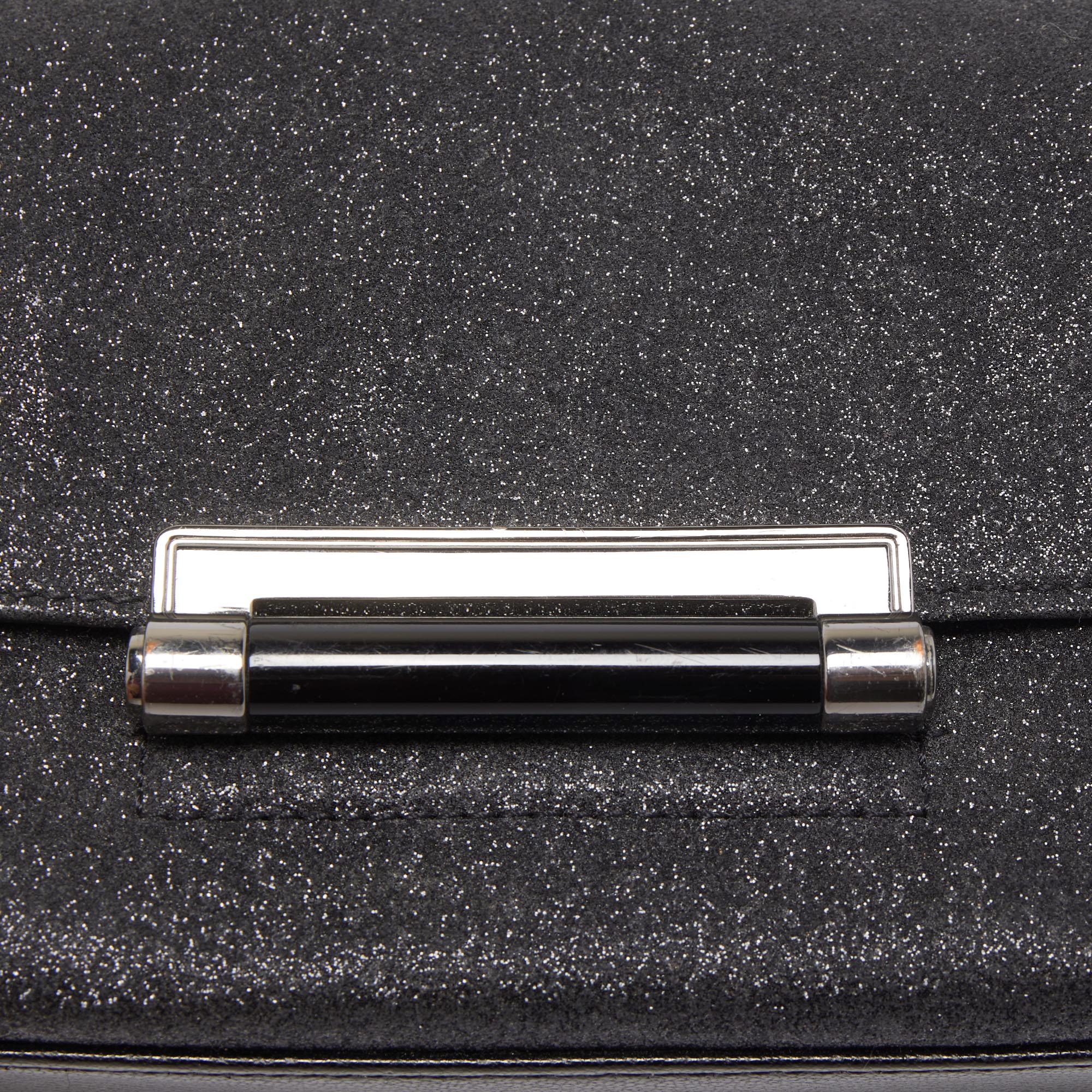 Diane Von Furstenberg Black Glitter Leather Mirco Mini 440 Shoulder Bag