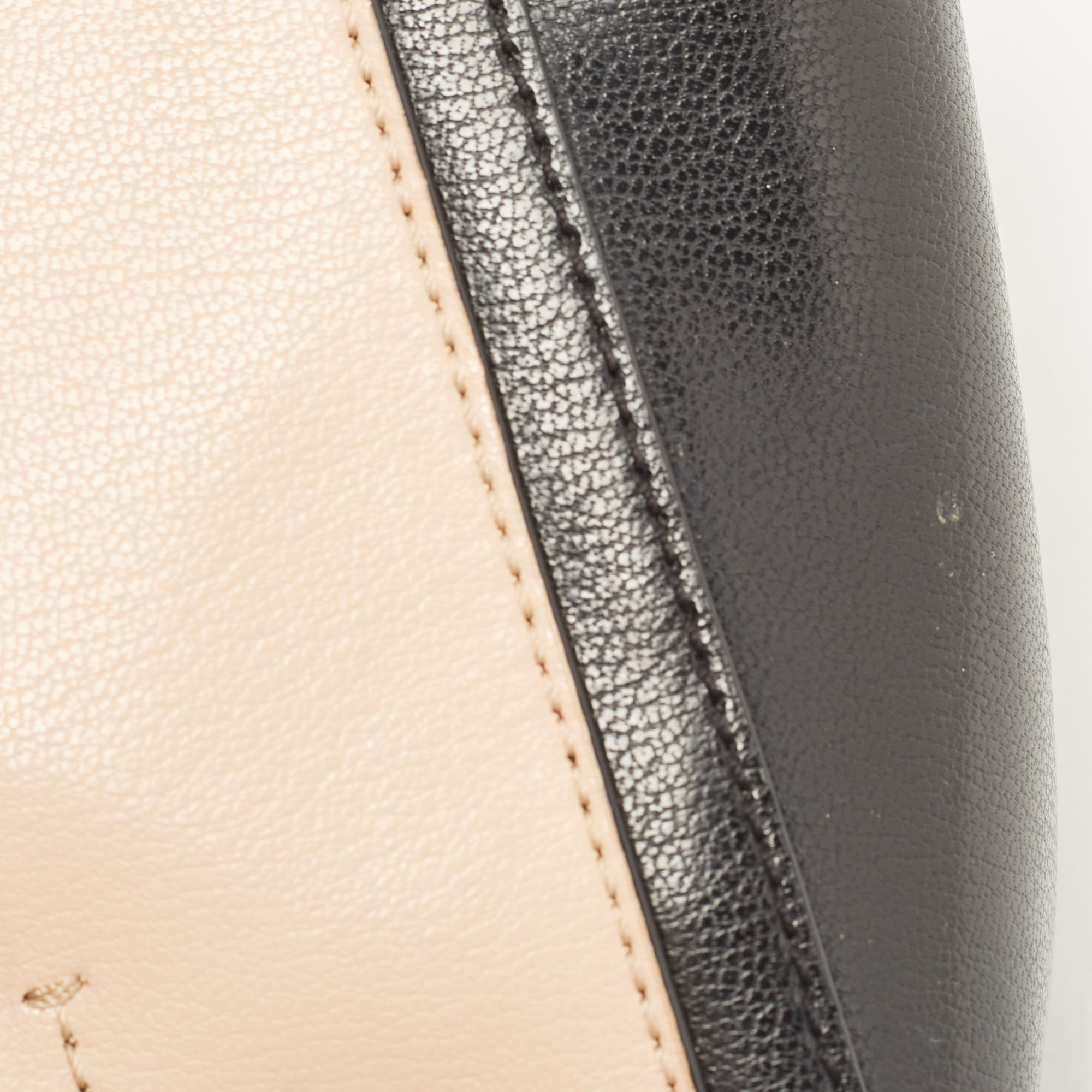 Diane Von Furstenberg Black/Peach Leather And Watersnake Highline Shoulder Bag