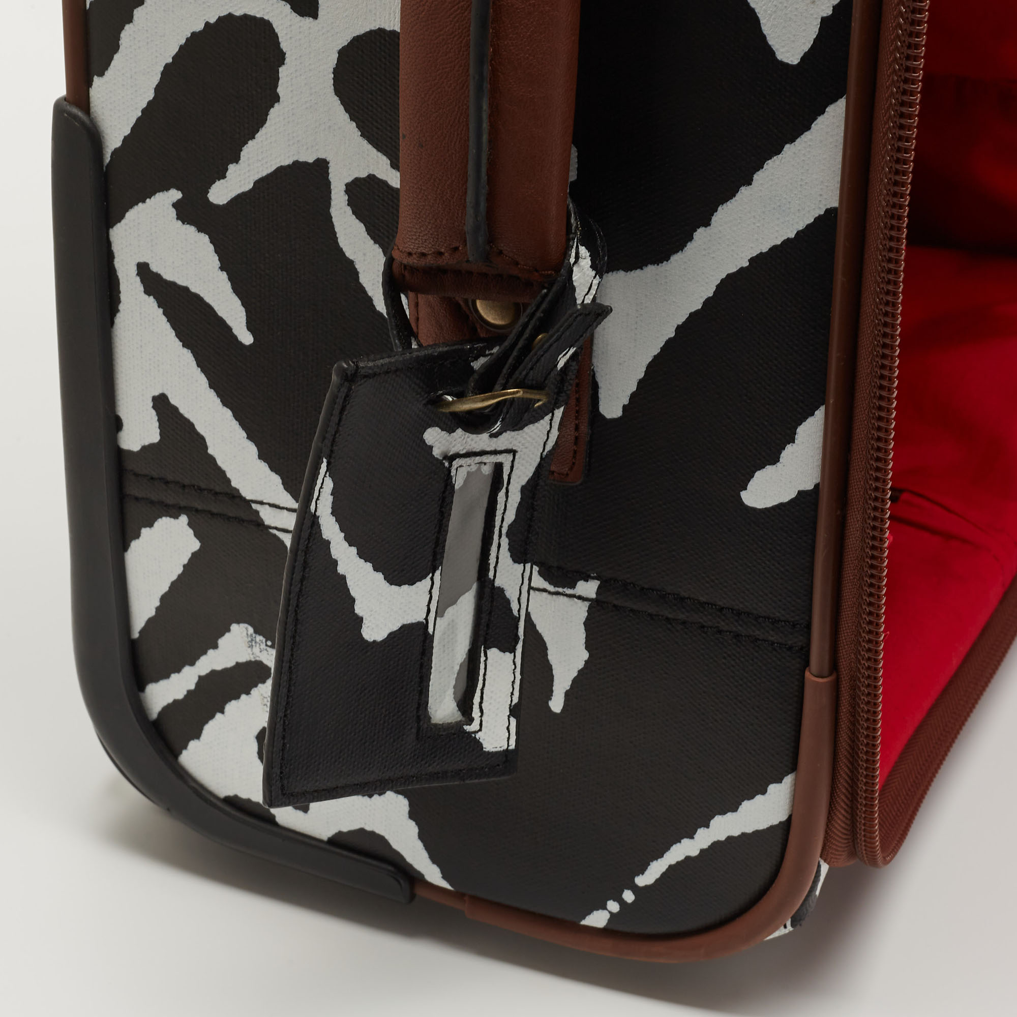 Diane Von Furstenberg Black/White Zebra Print Canvas 2 Wheeled Luggage
