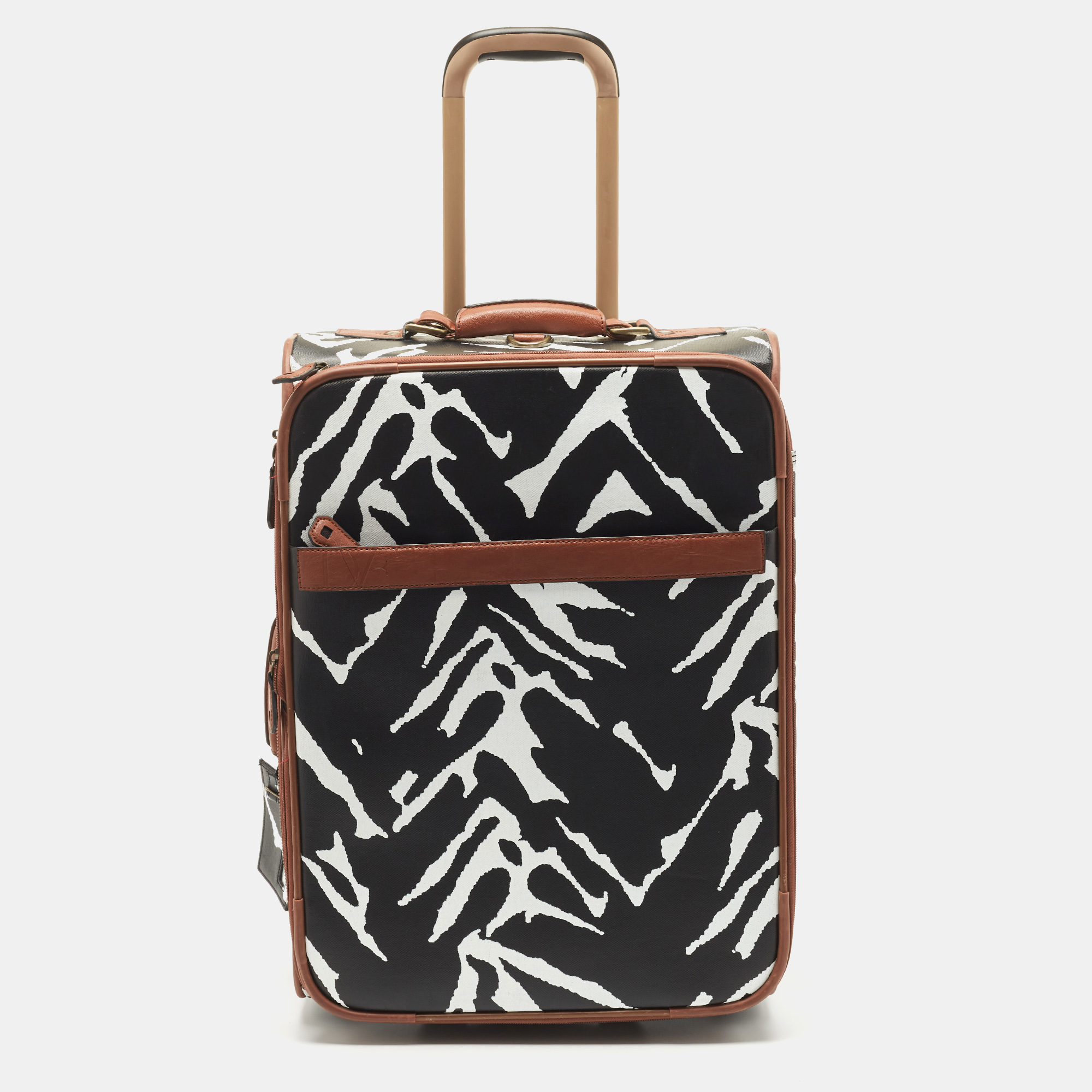 Diane Von Furstenberg Black/White Zebra Print Canvas 2 Wheeled Luggage