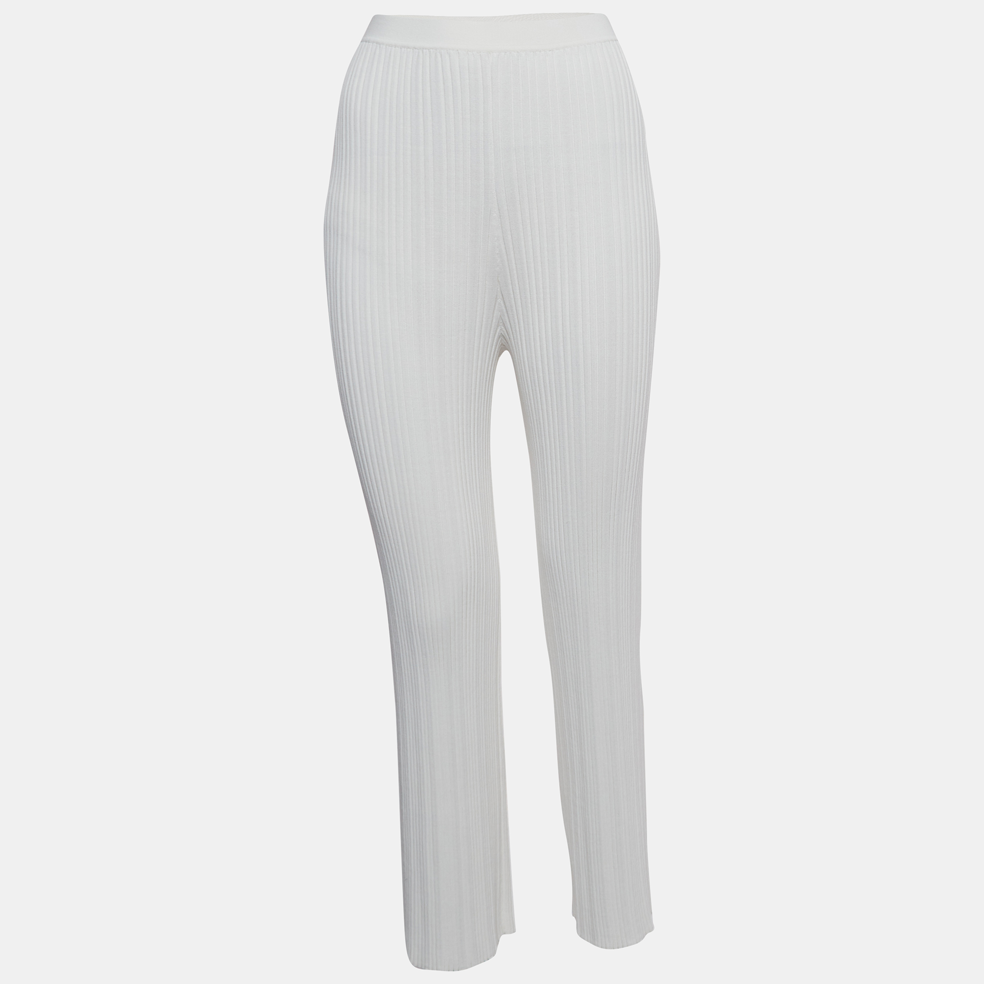Dion Lee Ivory White Ribbed Knit Pants M