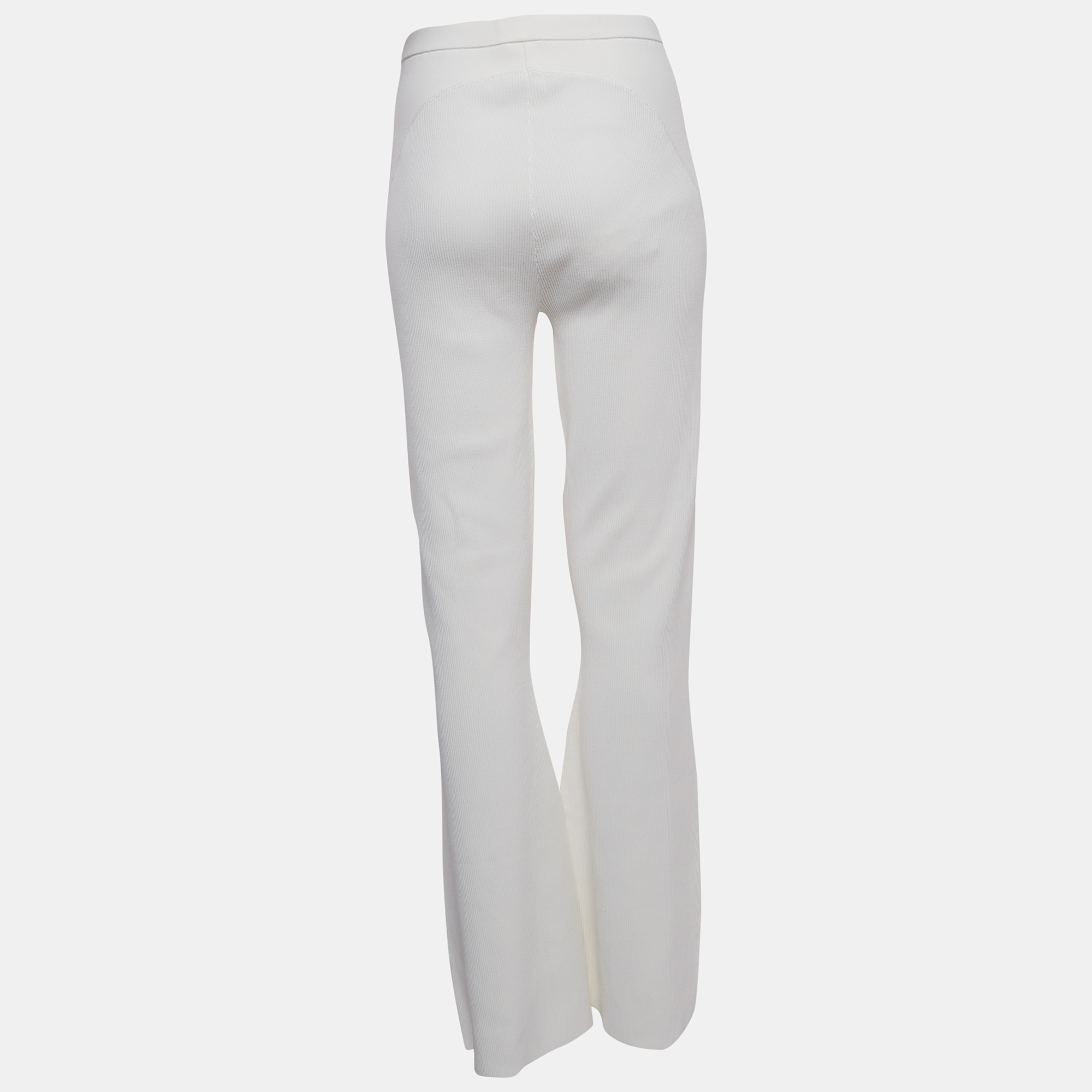 Dion Lee White Knit Wide Leg Trousers L