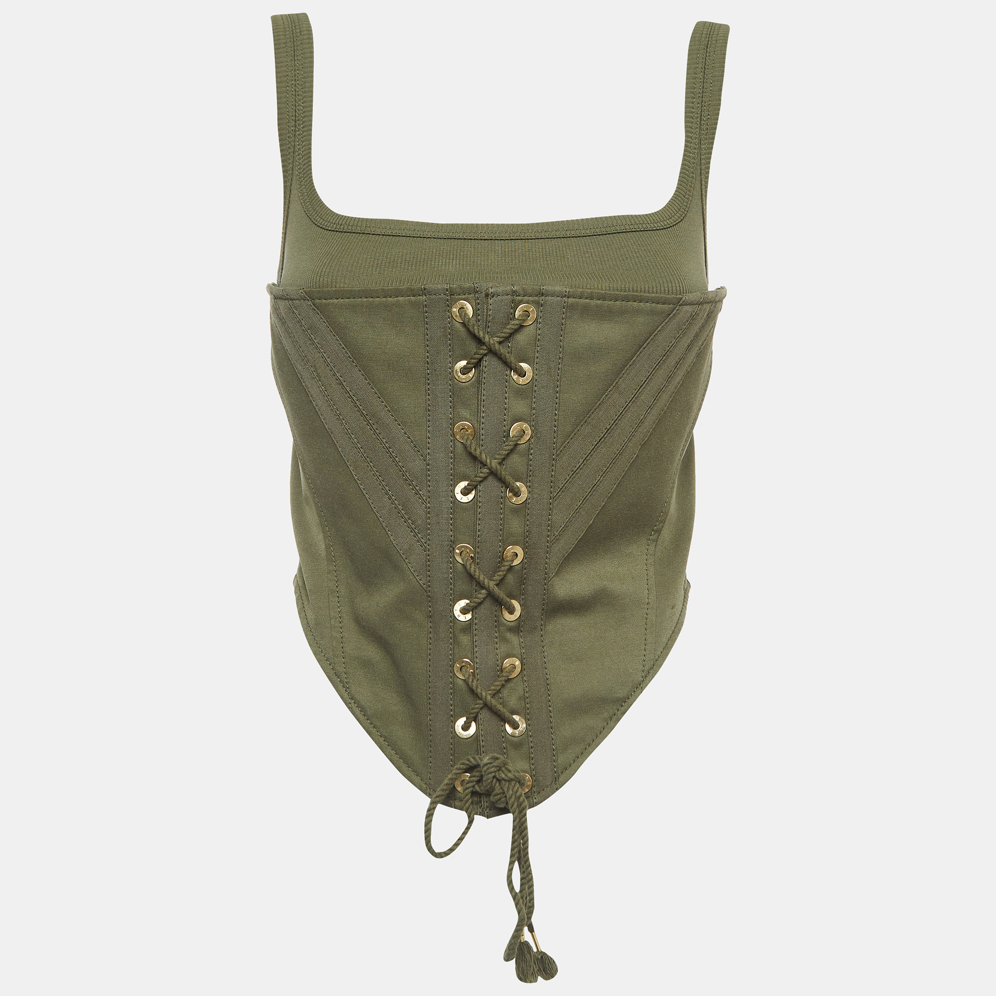 Dion lee green cotton blend corset top m