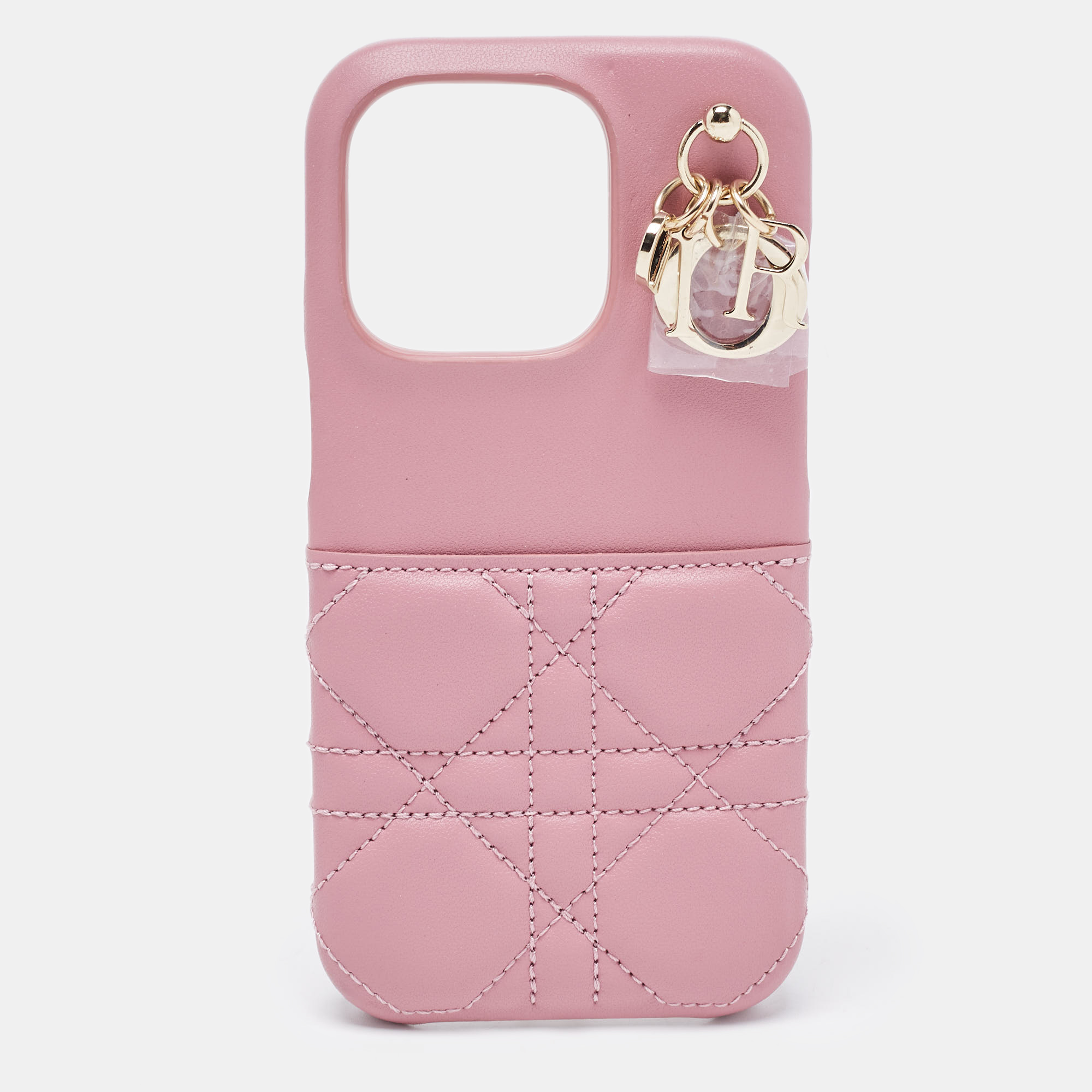 Dior Pink Cannage Leather Lady Dior IPhone 14 Pro Case