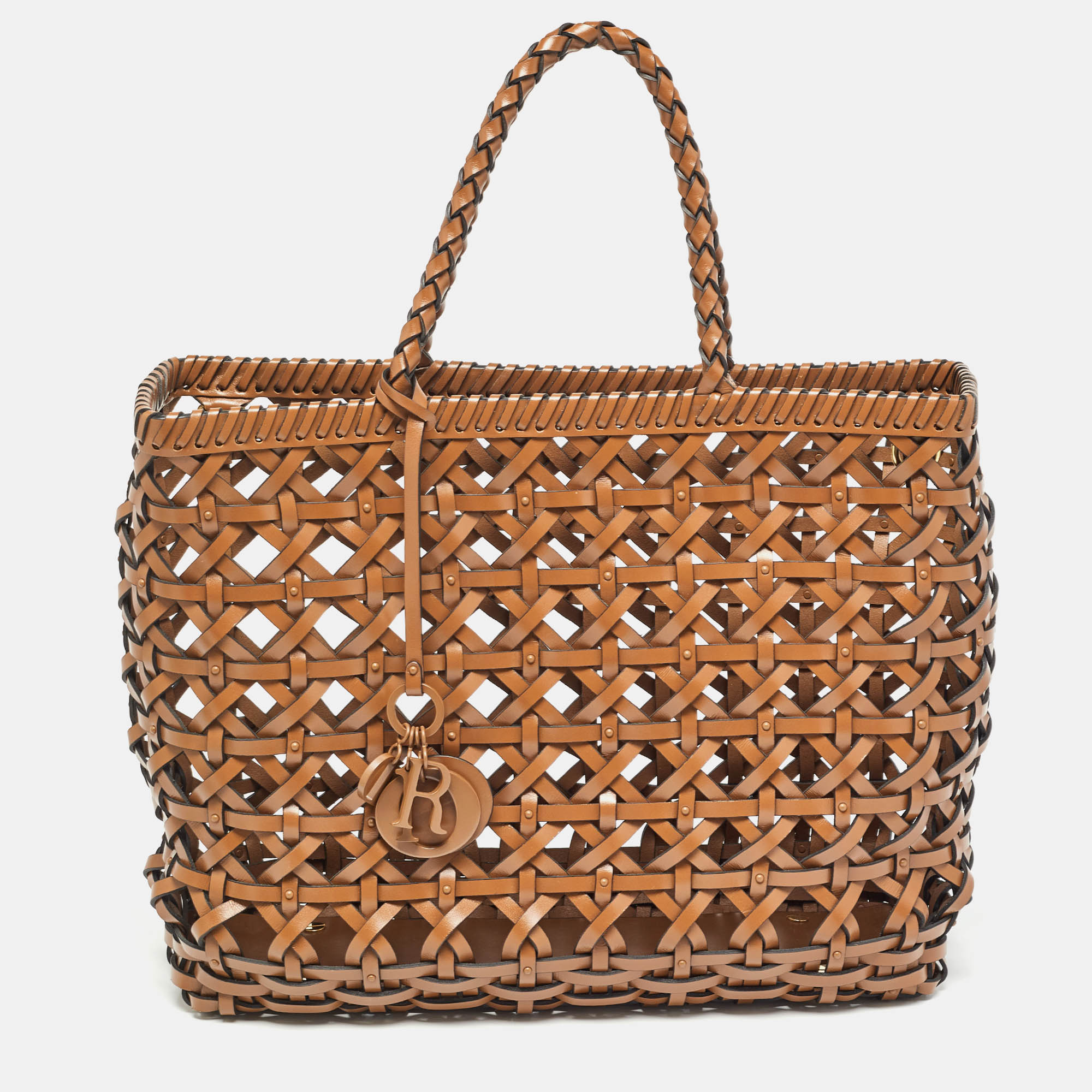 Dior brown woven leather diorcabas tote