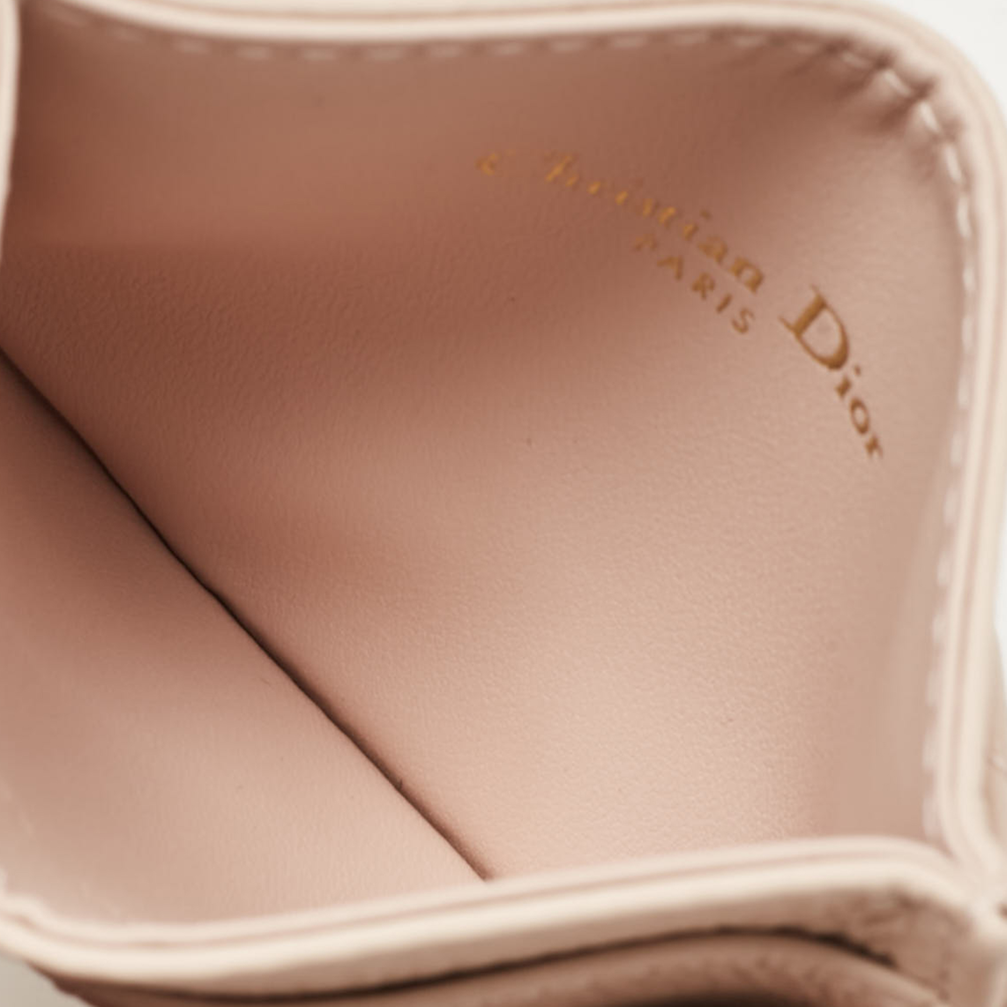 Dior Powder Pink Cannage Leather Caro Freesia Card Holder