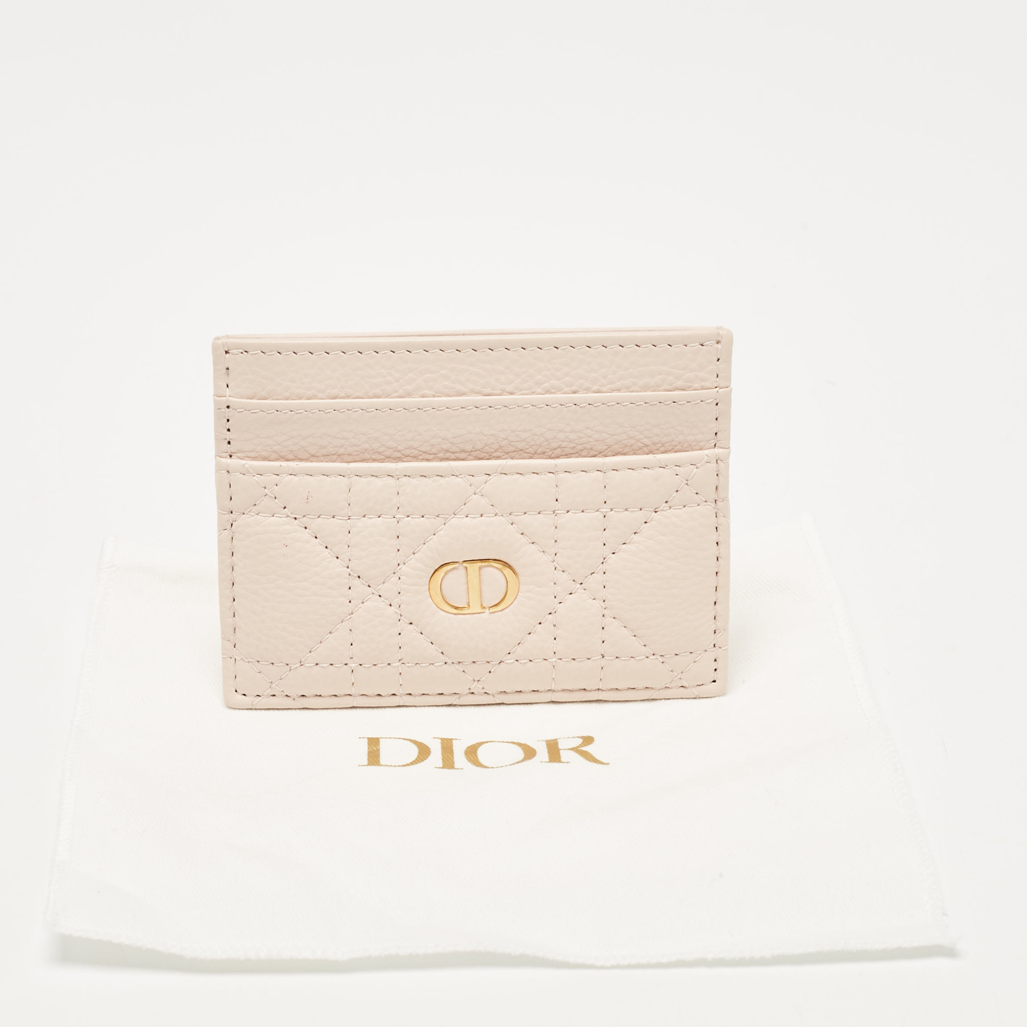 Dior Powder Pink Cannage Leather Caro Freesia Card Holder