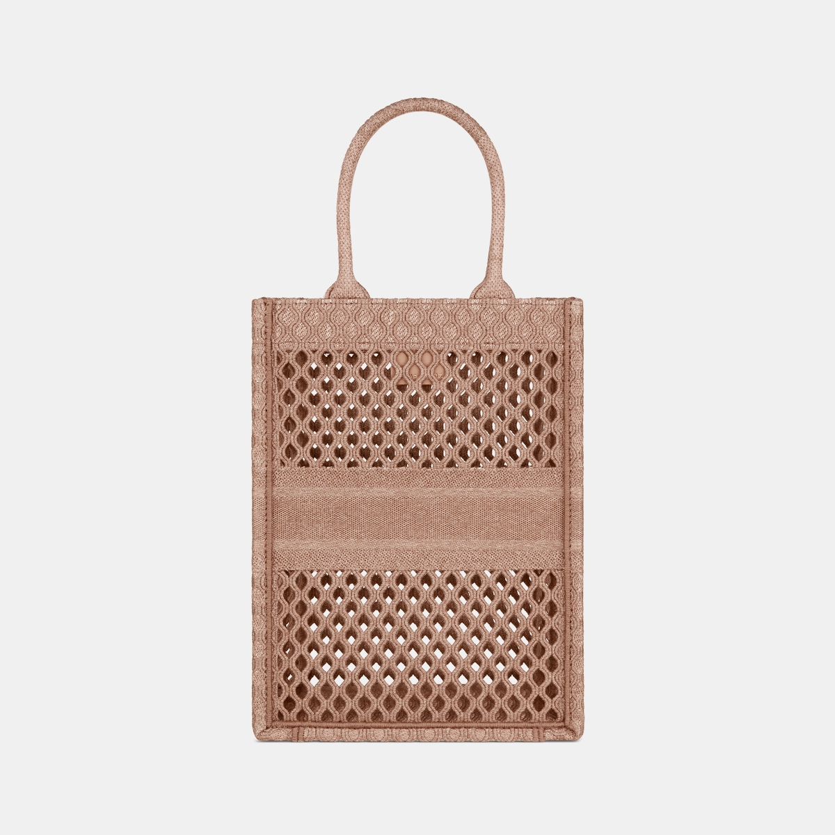 Dior Clay-Colored Mesh Embroidery Vertical Book Tote