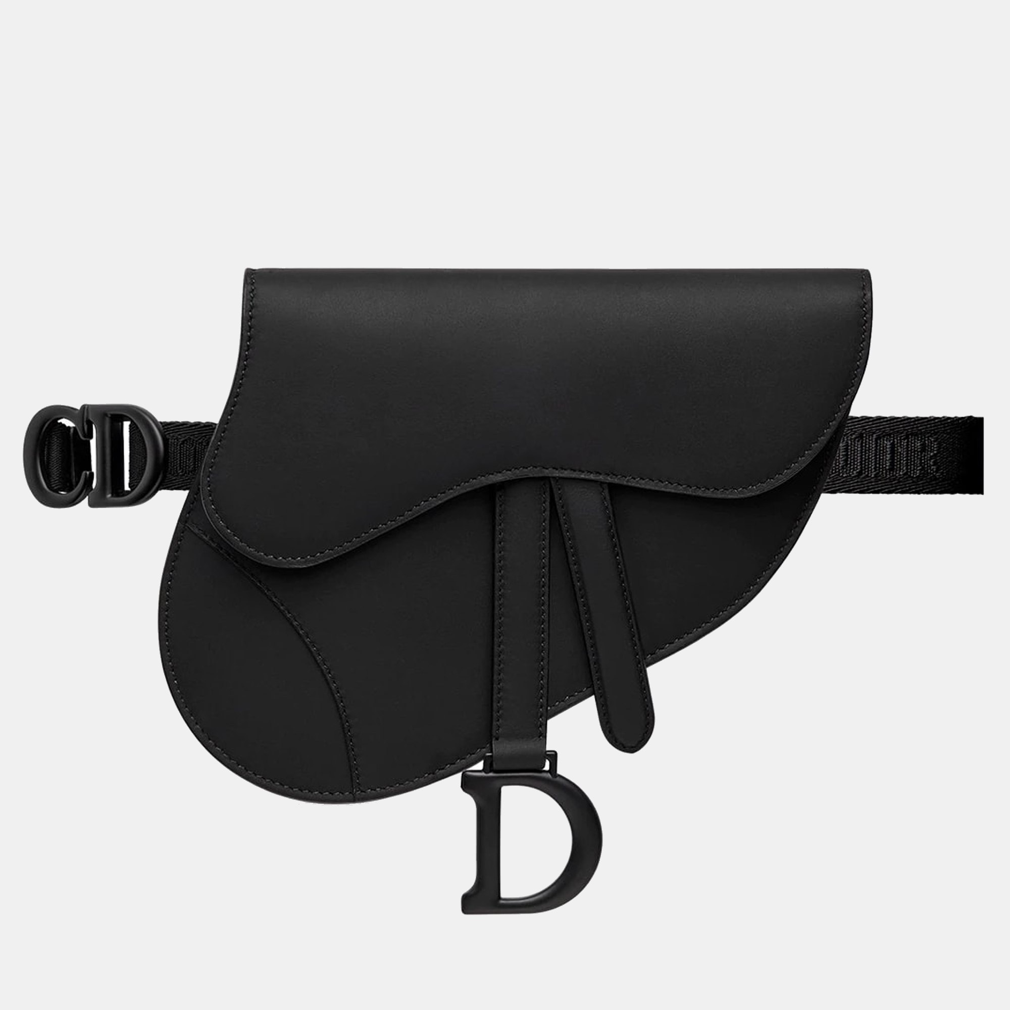 Dior Black Ultramatte Calfskin SADDLE FLAT BELT POUCH S5632SLLO989U