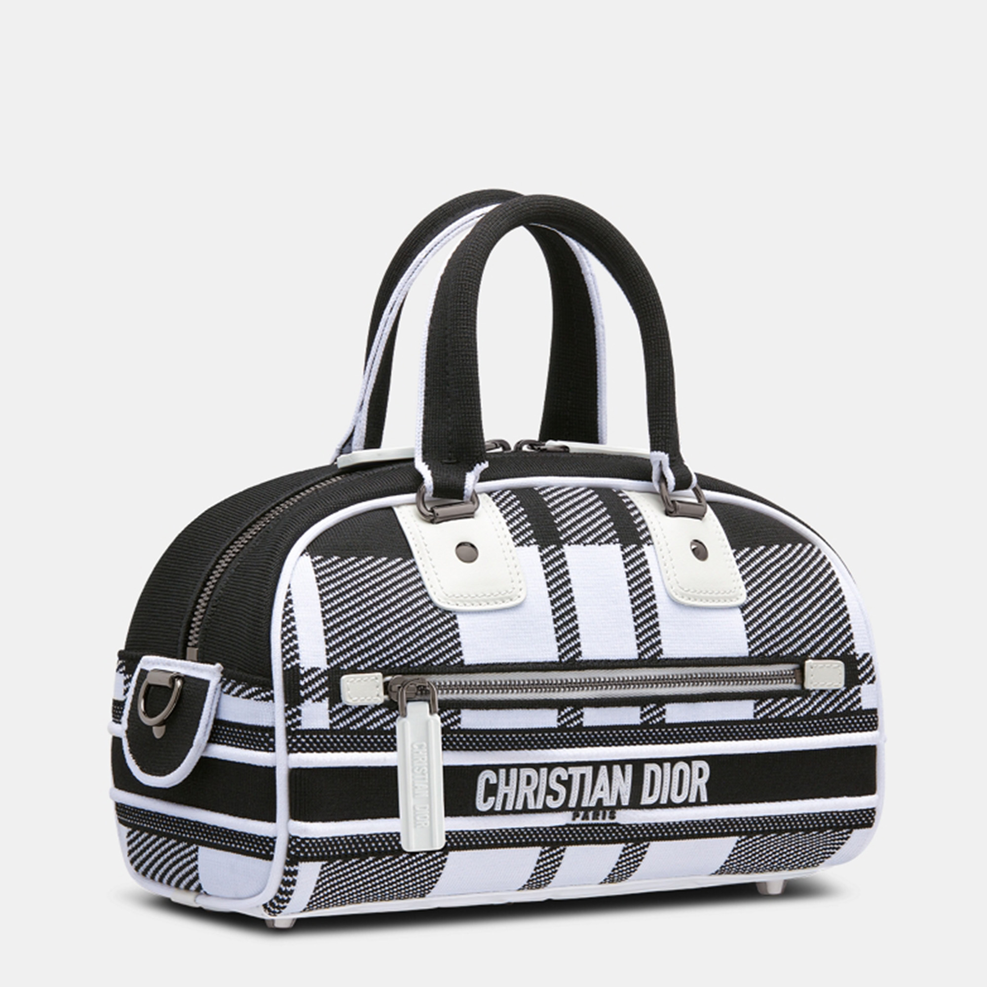 DIOR Black And White Check'n'Dior Technical Mesh Small Vibe Bowling Bag M6209BRVD041U