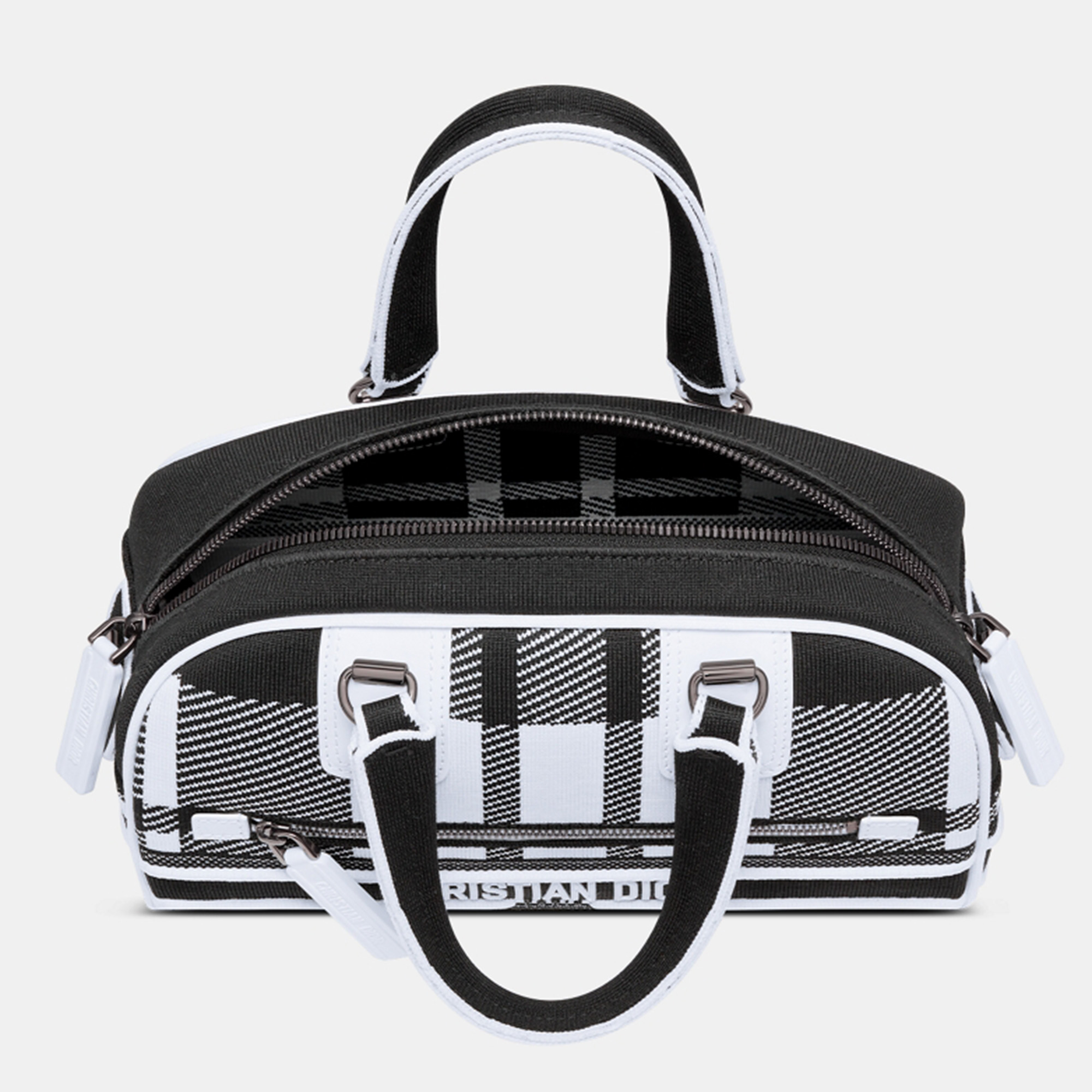 DIOR Black And White Check'n'Dior Technical Mesh Small Vibe Bowling Bag M6209BRVD041U