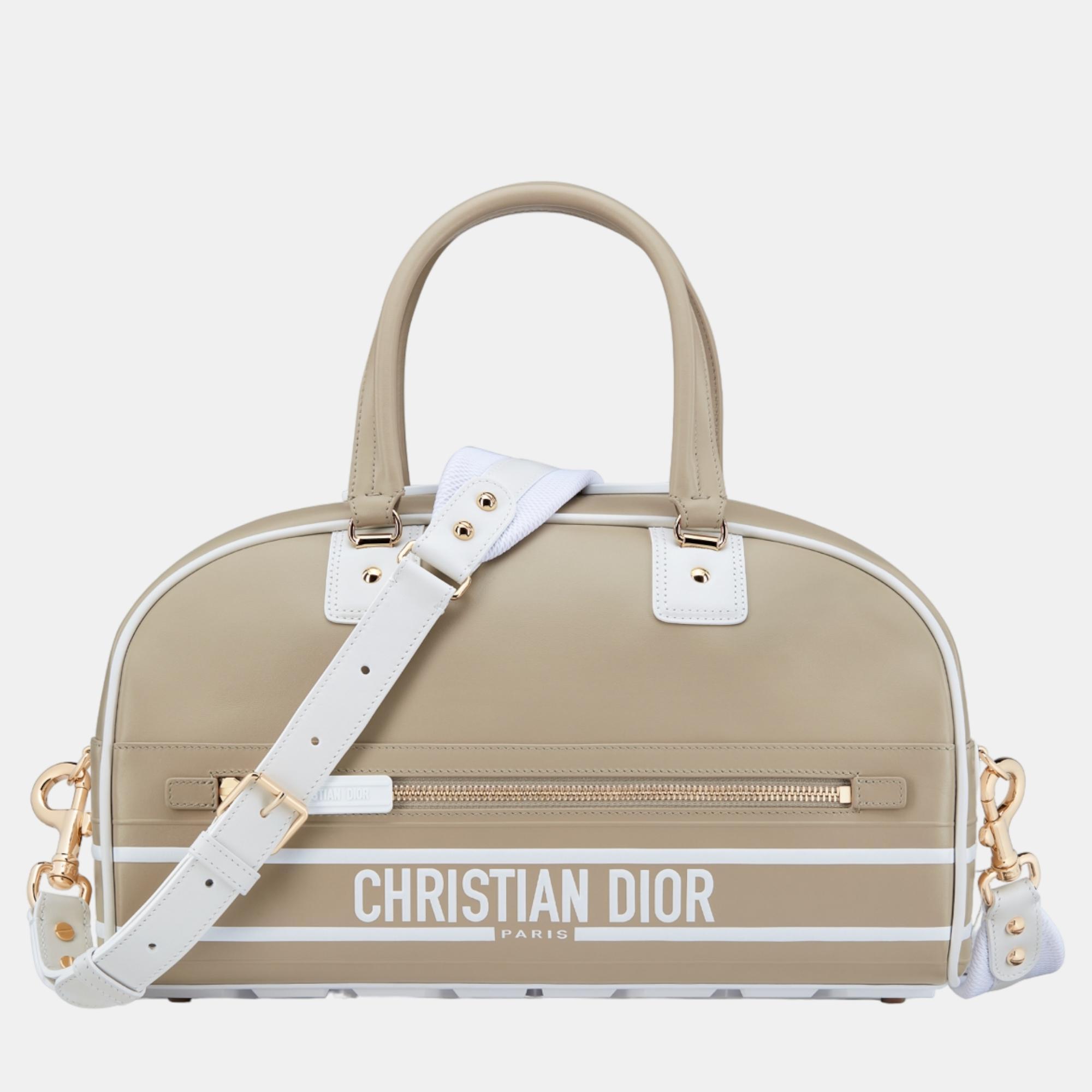 Christian dior beige calfskin medium dior vibe bag