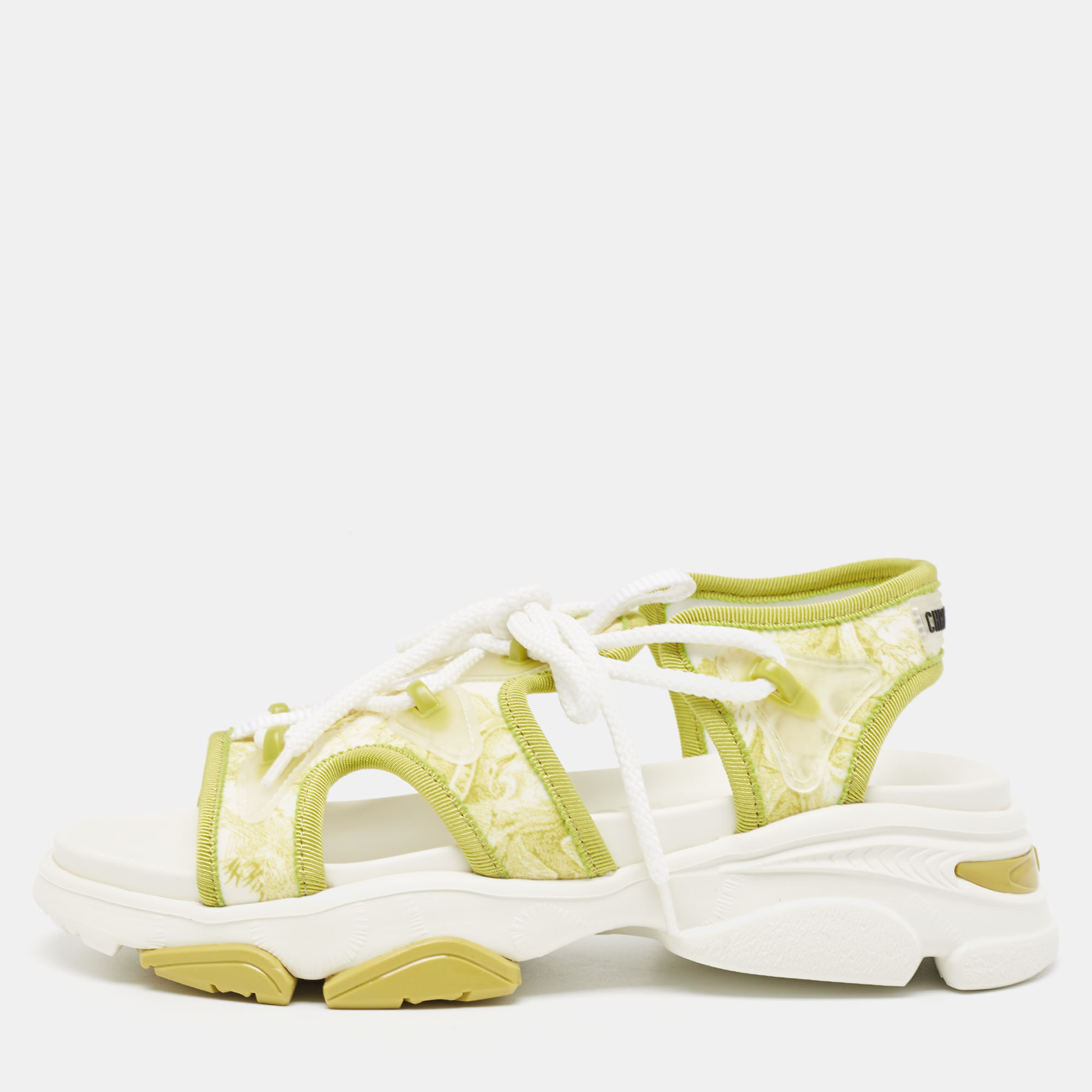 Dior Green/White Neoprene And PVC D-Connect Sandals Size 36.5