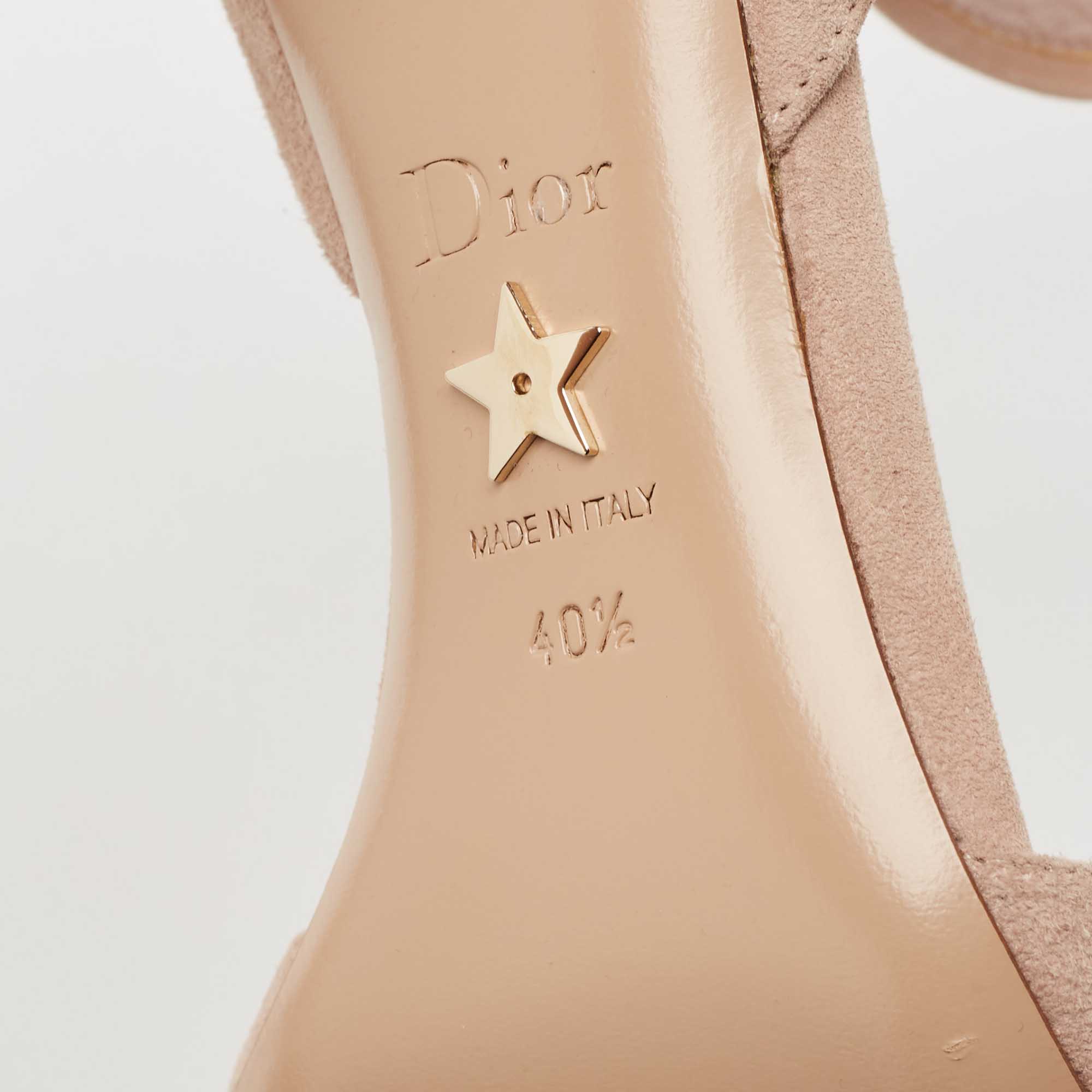 Dior Beige Suede La Belle Open Toe Ankle Wrap Sandals Size 40.5