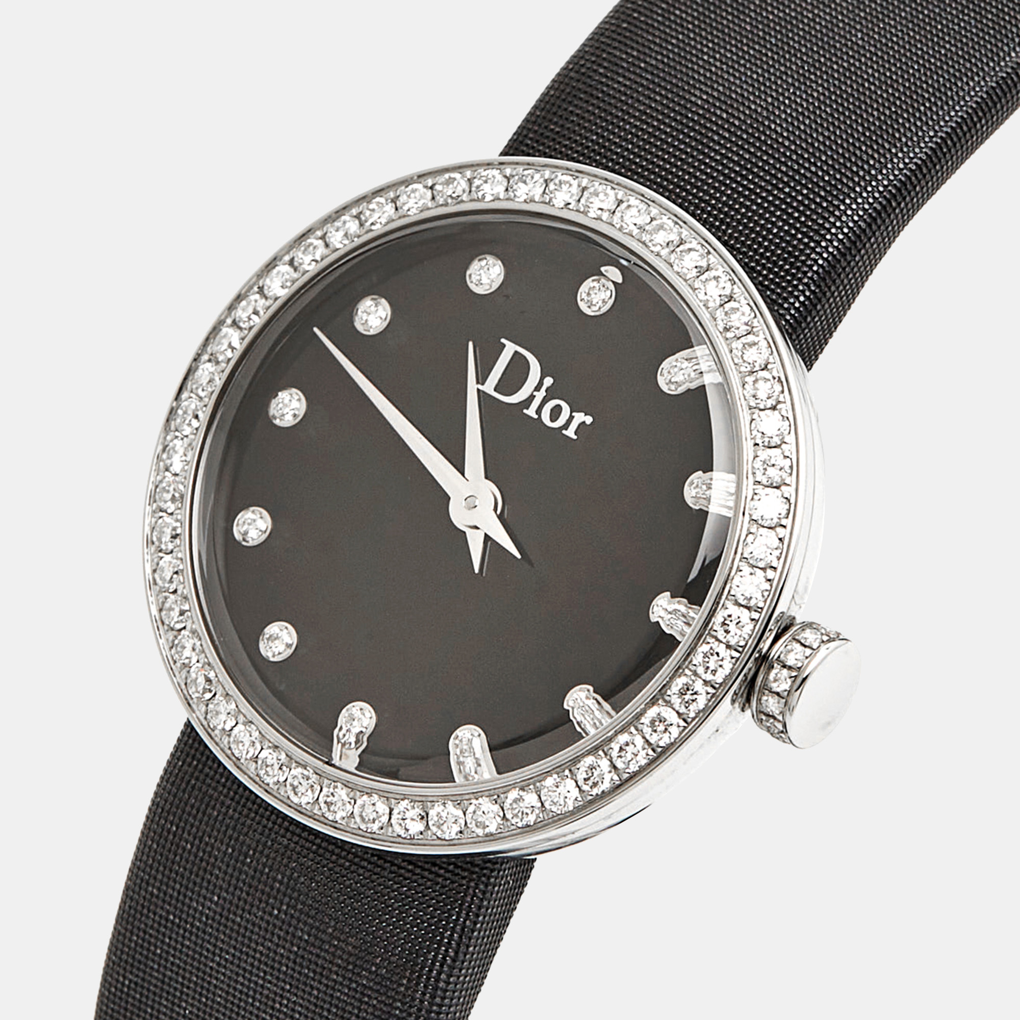 Dior Black Stainless Steel Diamond Satin La D De Dior CD043114A002 Women Wristwatch 25 Mm