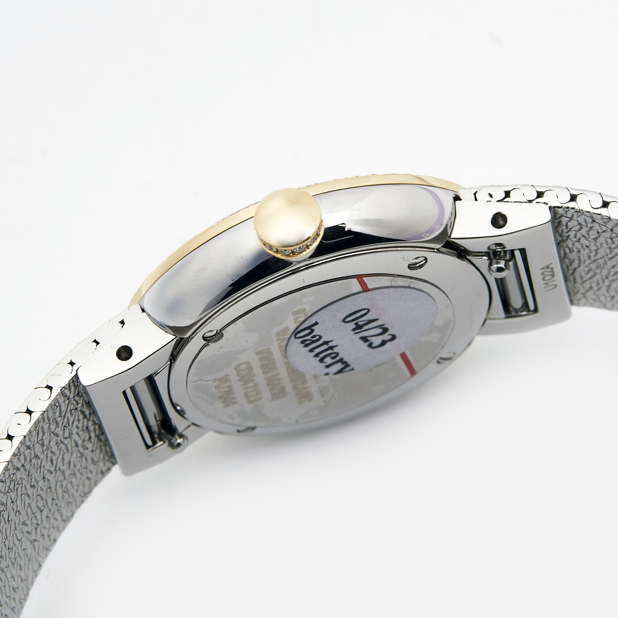 Dior Mother Of Pearl Diamond 18K Yellow Gold Stainless Steel La D De Dior Women's Wristwatch 25 Mm