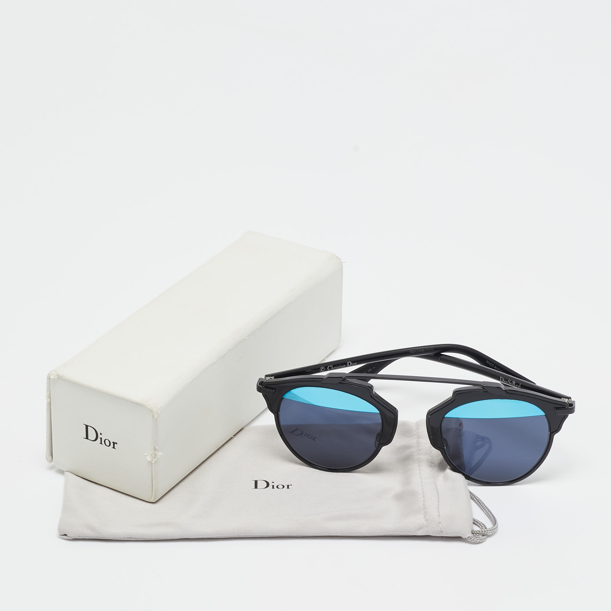 Dior Black/Blue Mirror So Real Aviators Sunglasses