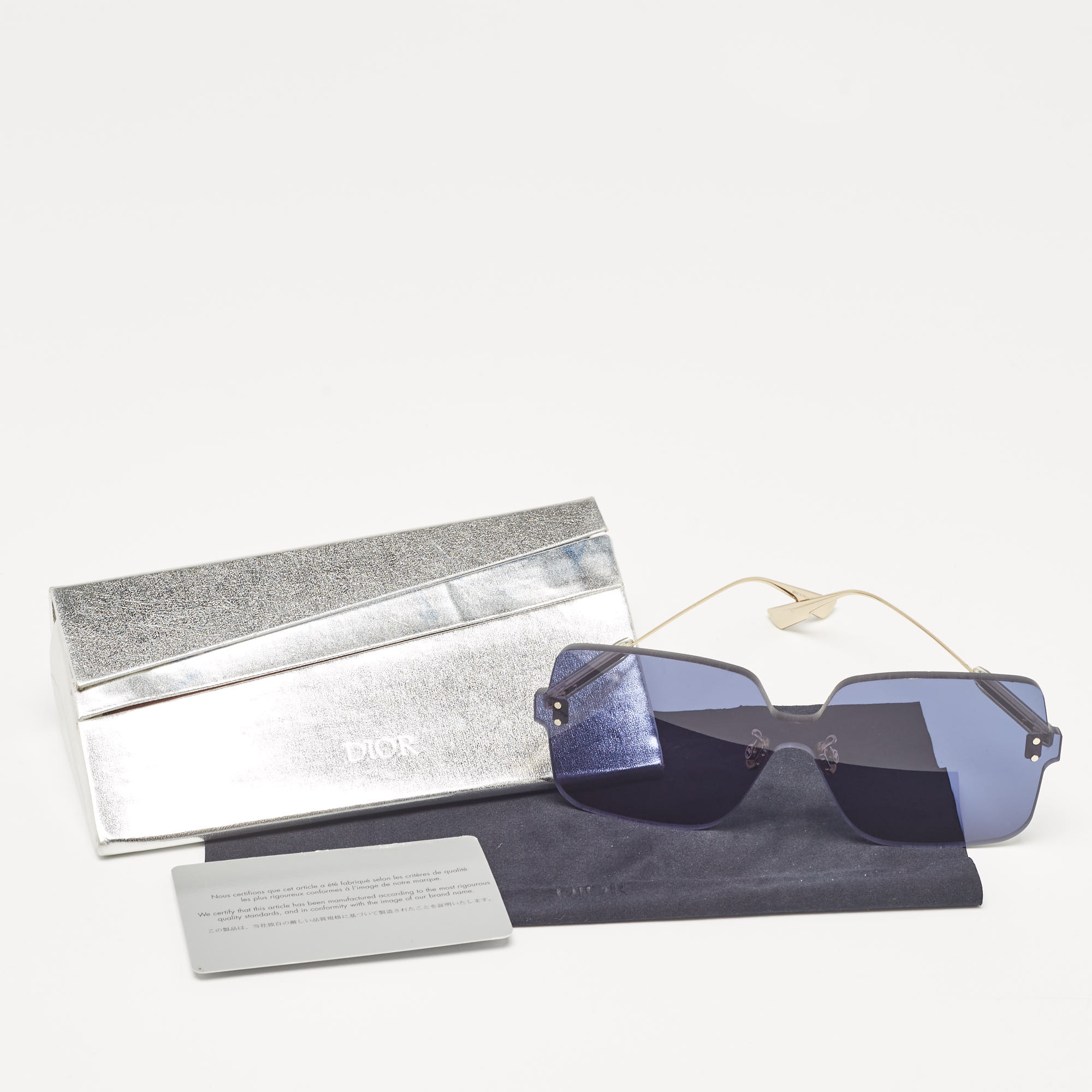 Dior Blue/Gold DiorColorQuake1Rimless Shield Sunglasses