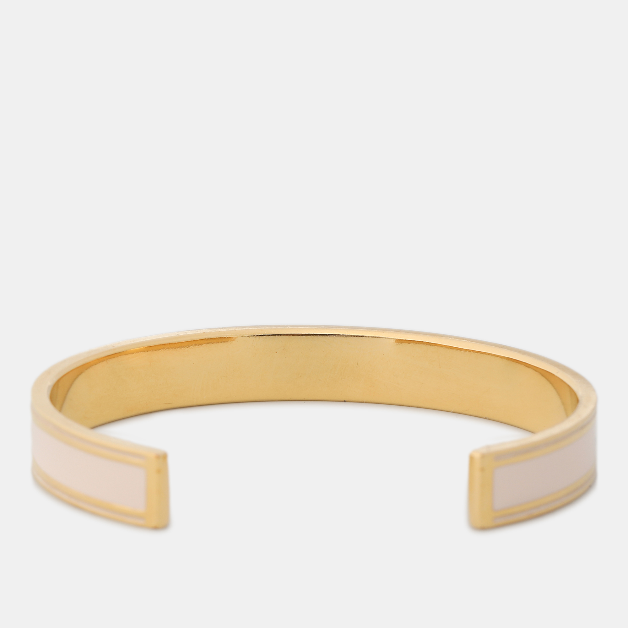 Dior Gold Tone/Light Pink Enamel Open Cuff Bracelet