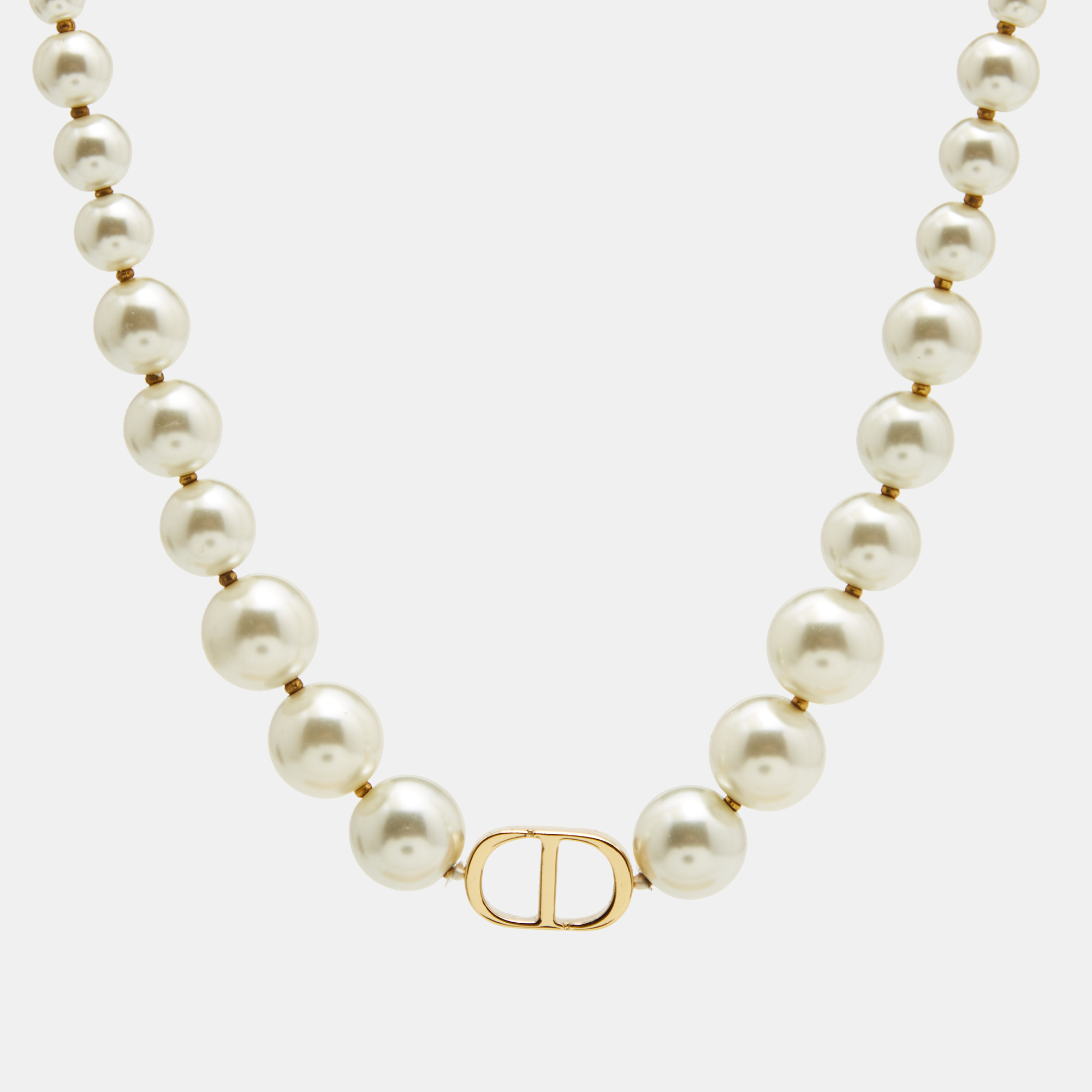 Dior 30 Montaigne Faux Pearl Gold Tone Choker Necklace