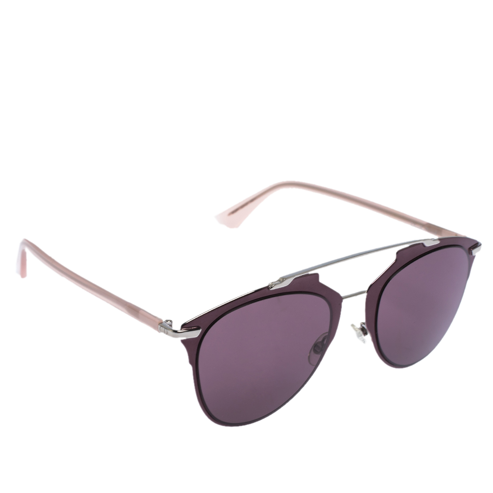 Image of Christian Dior Silver/Burgundy Dior Reflected RQP Aviator Sunglasses