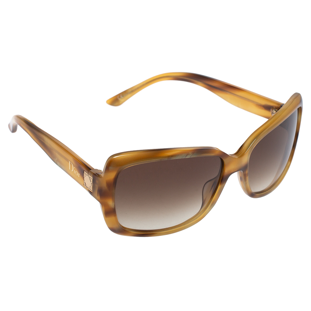 Image of Christian Dior Blonde Havana/ Smoke Gradient DiorMini Rectangle Sunglasses