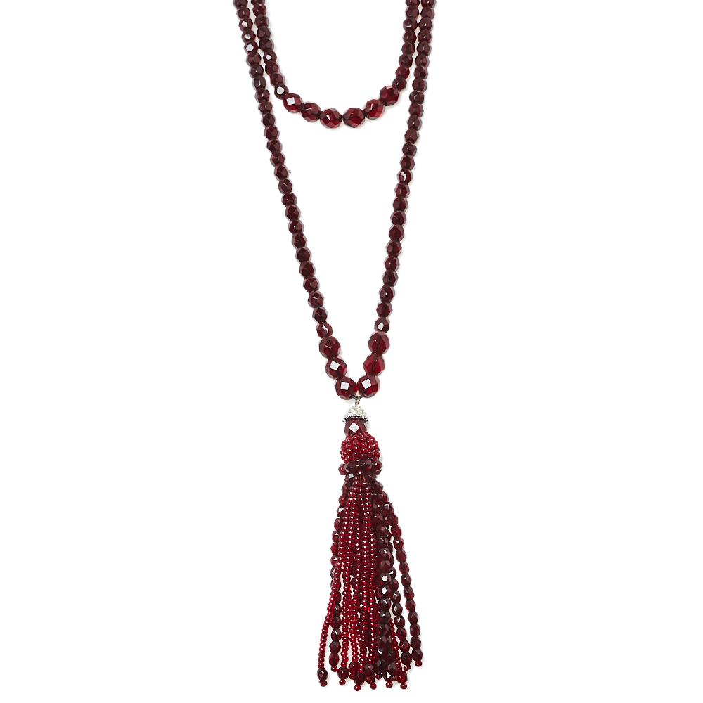 Dior Vintage Garnet Beaded Tassel Pendant Multi Strand Necklace, Burgundy
Dior Vintage Garnet Beaded Tassel Pendant Multi Strand Necklace, Burgundy