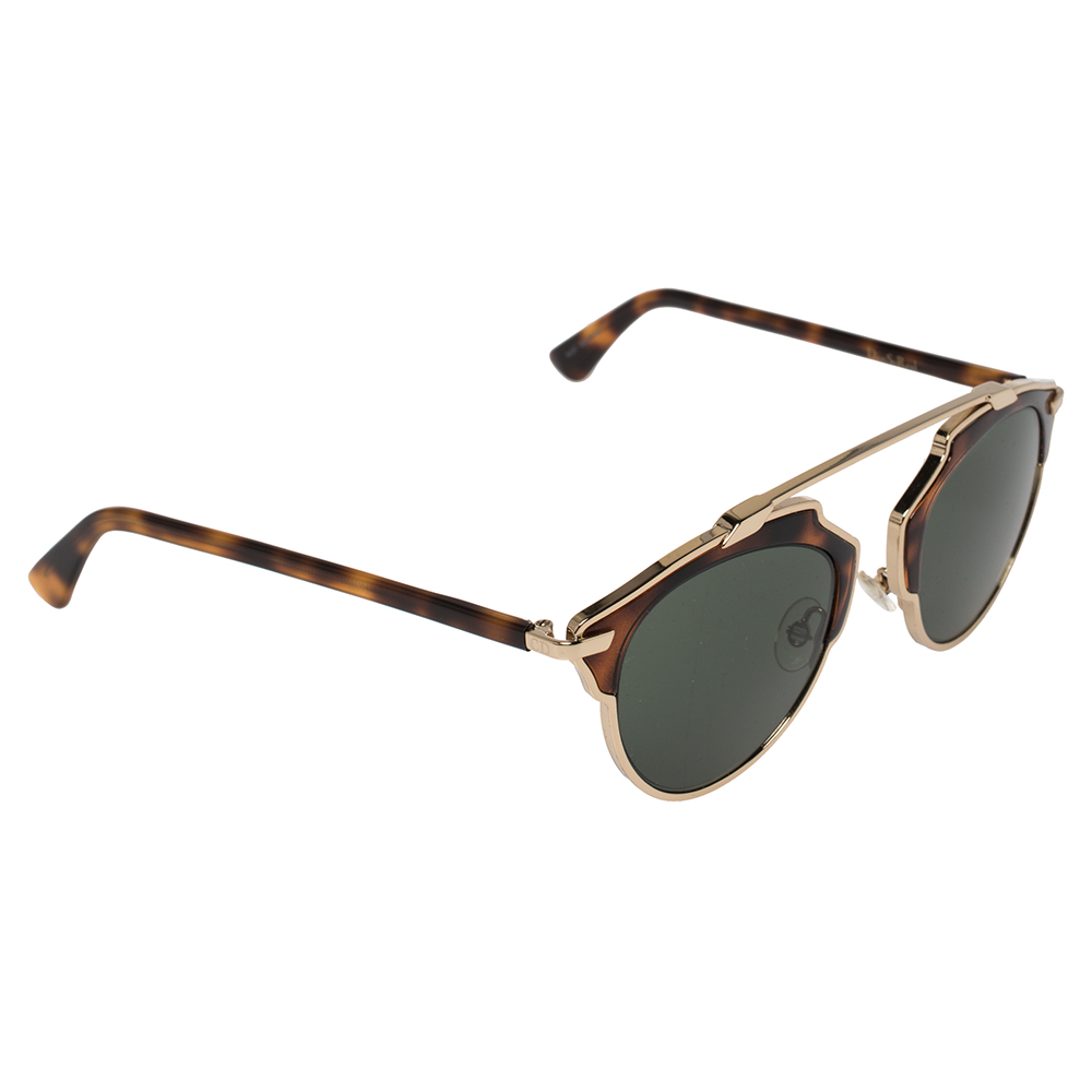 Dior Havana & Gold Tone / Green 06JQT DiorSoReal Aviator Sunglasses