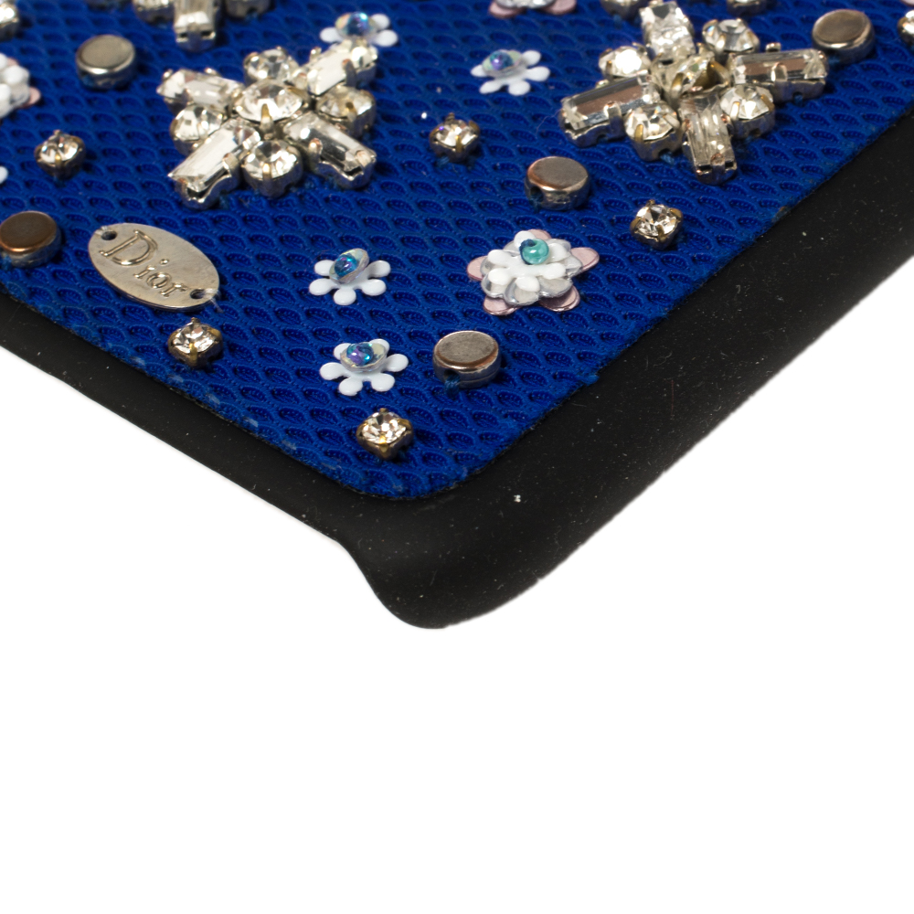 Dior Blue Fabric Stardust Crystal Embellished IPhone 6 Plus Case