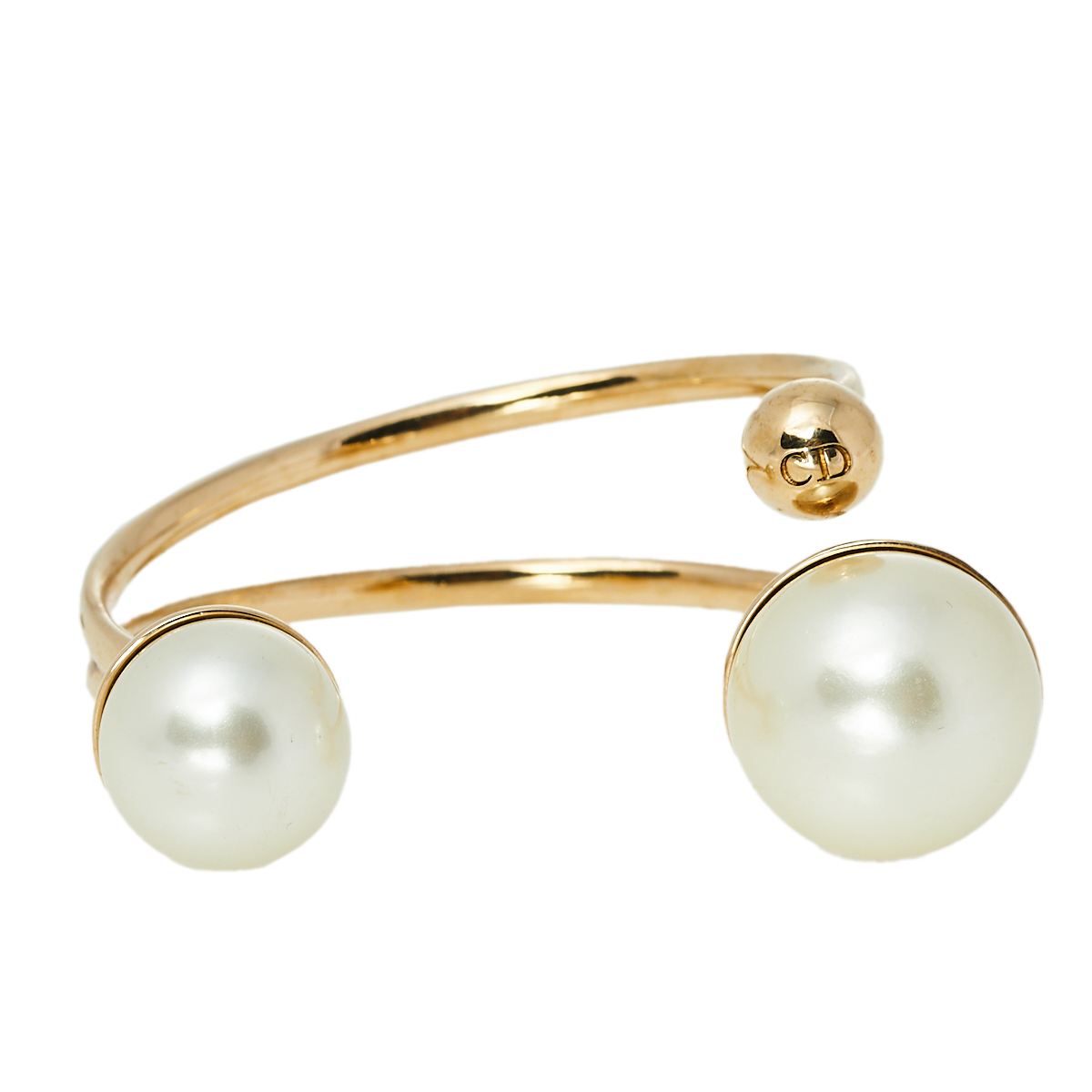 Dior Ultradior Faux Pearl Gold Tone Cuff Bracelet