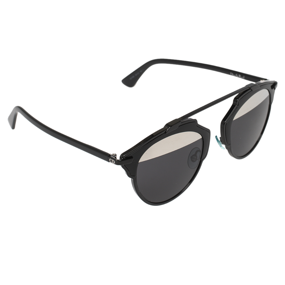 Dior Black/Silver DiorSoReal Mirrored Round Sunglasses