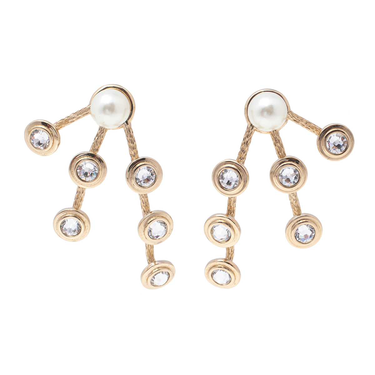Dior Mise En Dior Faux Pearl Crystal Gold Tone Earrings