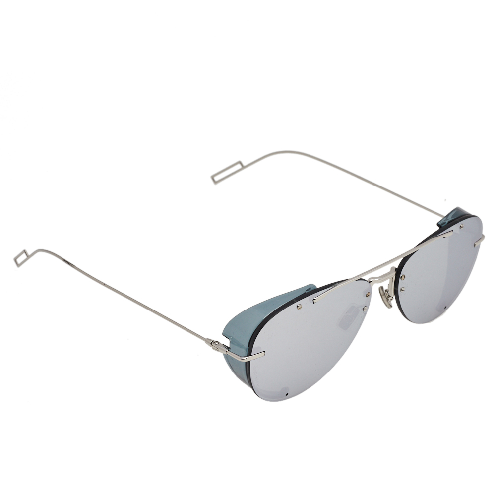 Dior Silver Tone/ Silver Mirrored DiorChroma1 Aviator Sunglasses