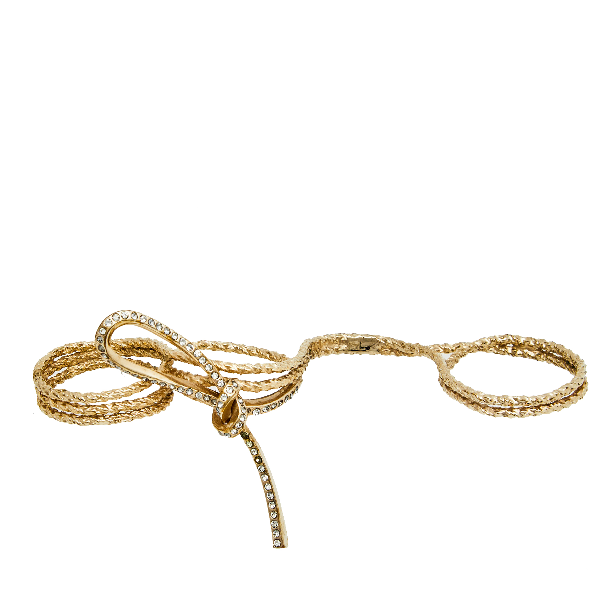 Christian Dior Gold Tone Three Finger Bow Ring L