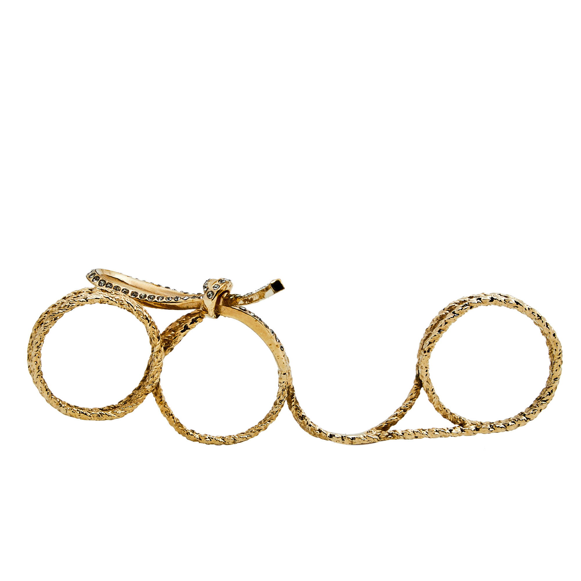 Christian Dior Gold Tone Three Finger Bow Ring L
